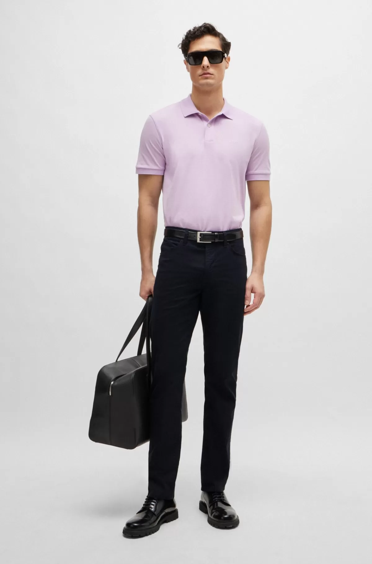 HUGO BOSS Jeans Med Slim Fit I Let Satin-denim Med Stræk Mørkeblå Outlet