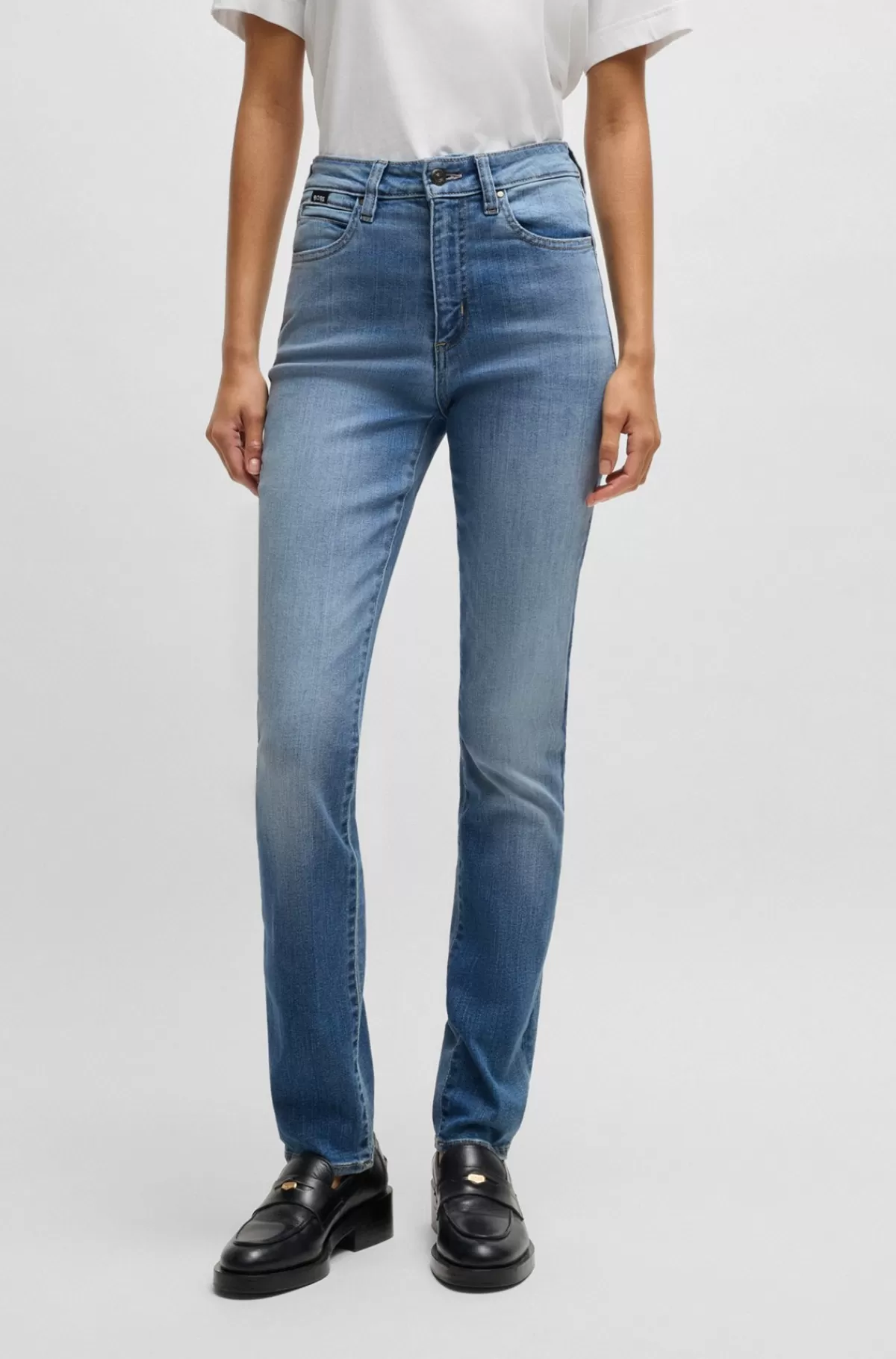 HUGO BOSS Jeans Med Slim Fit I Mellemblå Denim Med Stræk Lyseblå Cheap