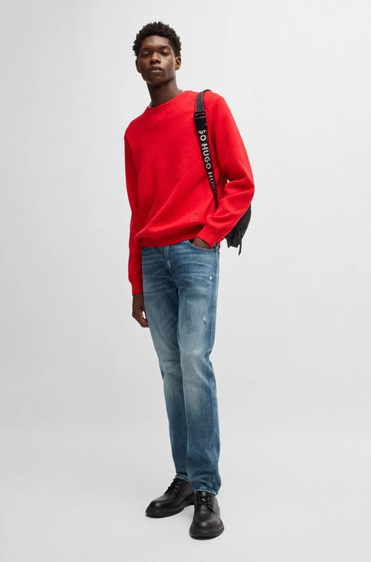 HUGO BOSS Jeans Med Slim Fit I Mellem Denim Med Stræk Og Slitage Blå Hot