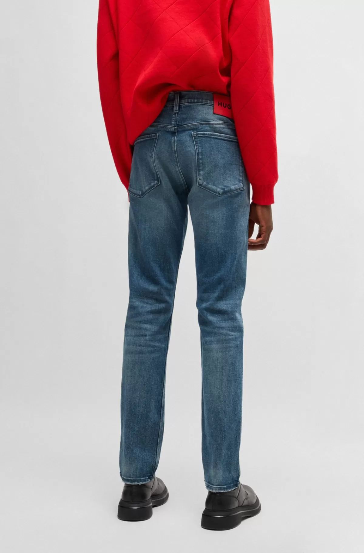 HUGO BOSS Jeans Med Slim Fit I Mellem Denim Med Stræk Og Slitage Blå Hot
