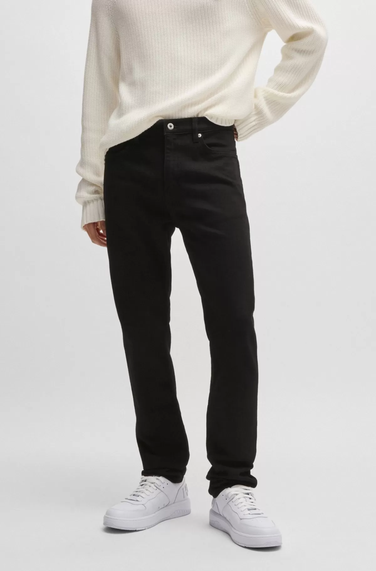 HUGO BOSS Jeans Med Slim Fit I Denim Med Stræk Sort Hot