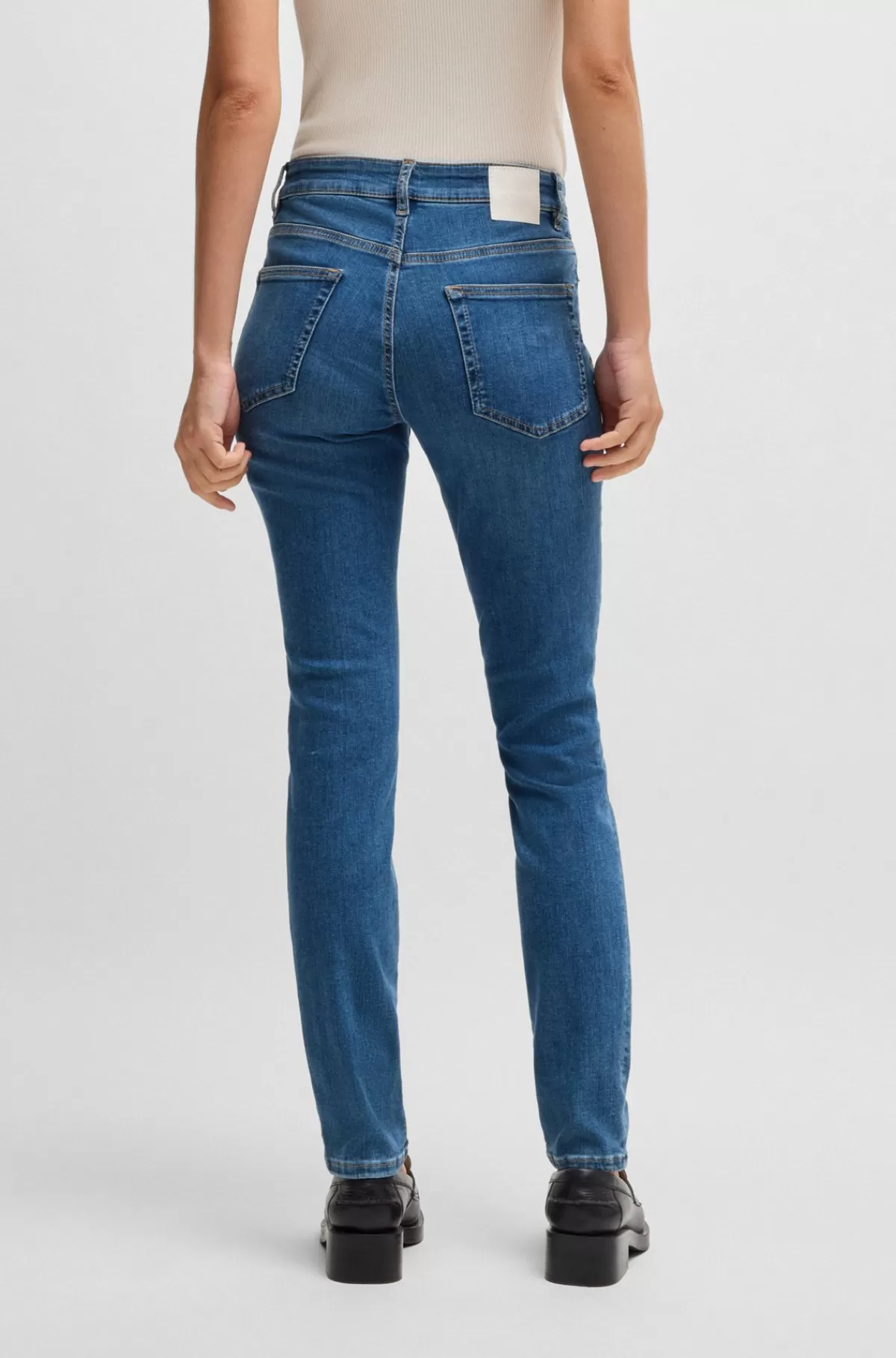 HUGO BOSS Jeans Med Slim Fit Og Ekstra Stræk I Klassisk Denim Blå Sale