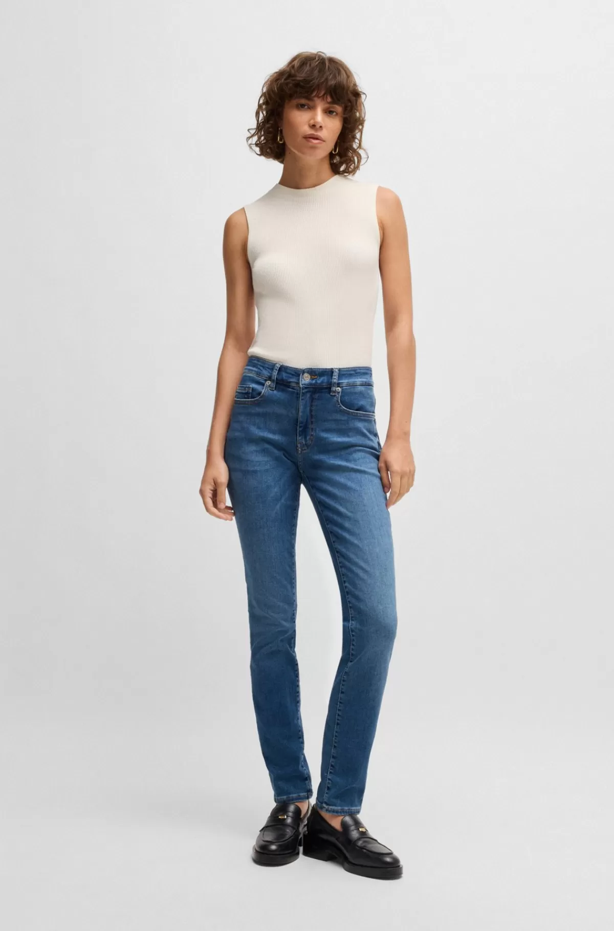 HUGO BOSS Jeans Med Slim Fit Og Ekstra Stræk I Klassisk Denim Blå Sale
