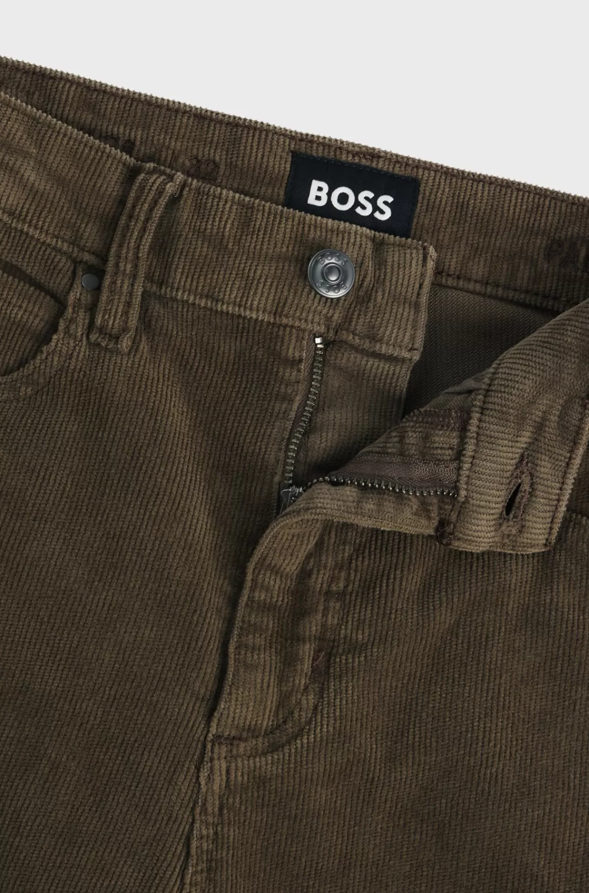 HUGO BOSS Jeans Med Straight Fit I Brun Fløjl Med Behageligt Stræk Mørkegrøn Shop