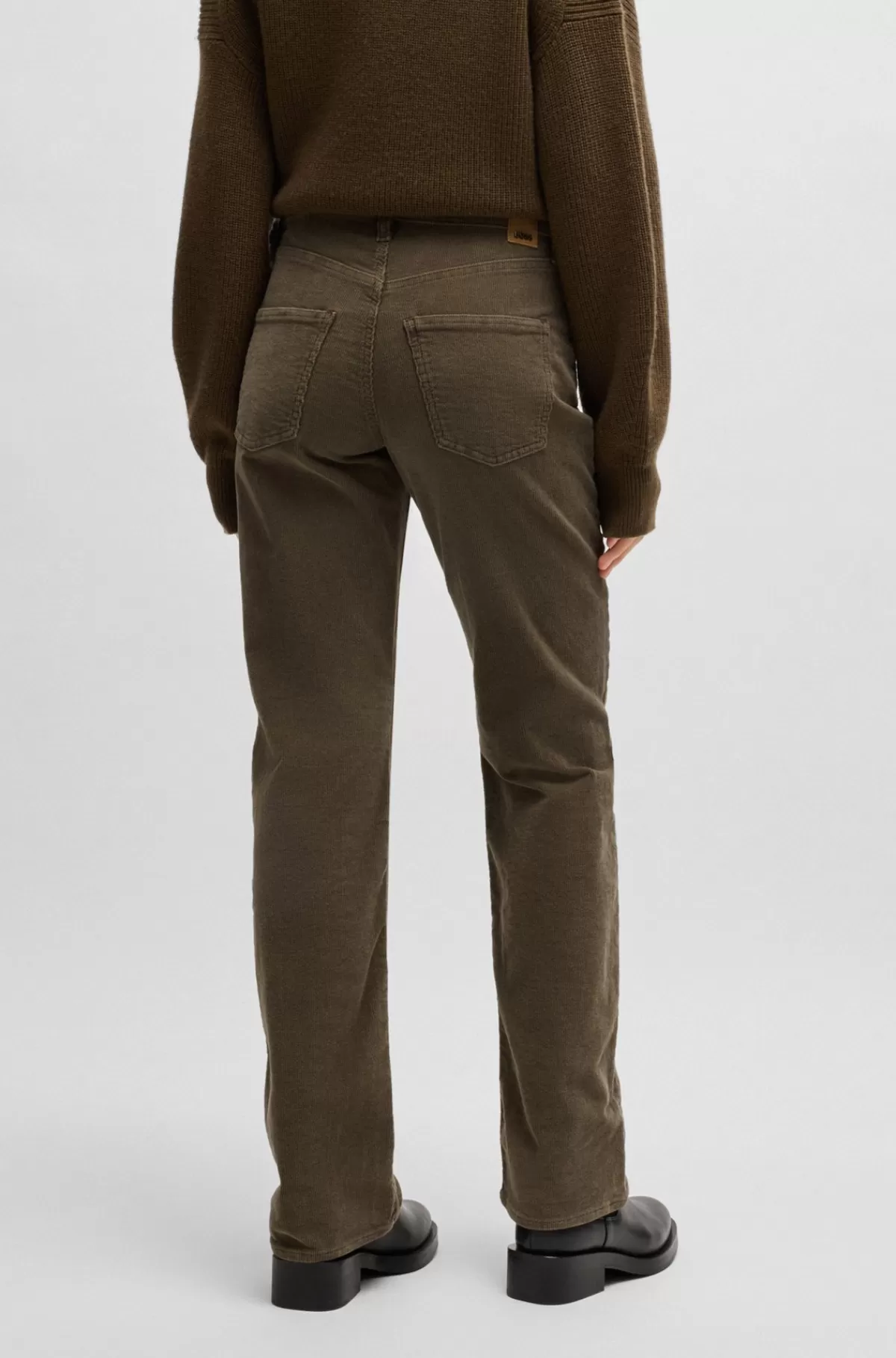 HUGO BOSS Jeans Med Straight Fit I Brun Fløjl Med Behageligt Stræk Mørkegrøn Shop