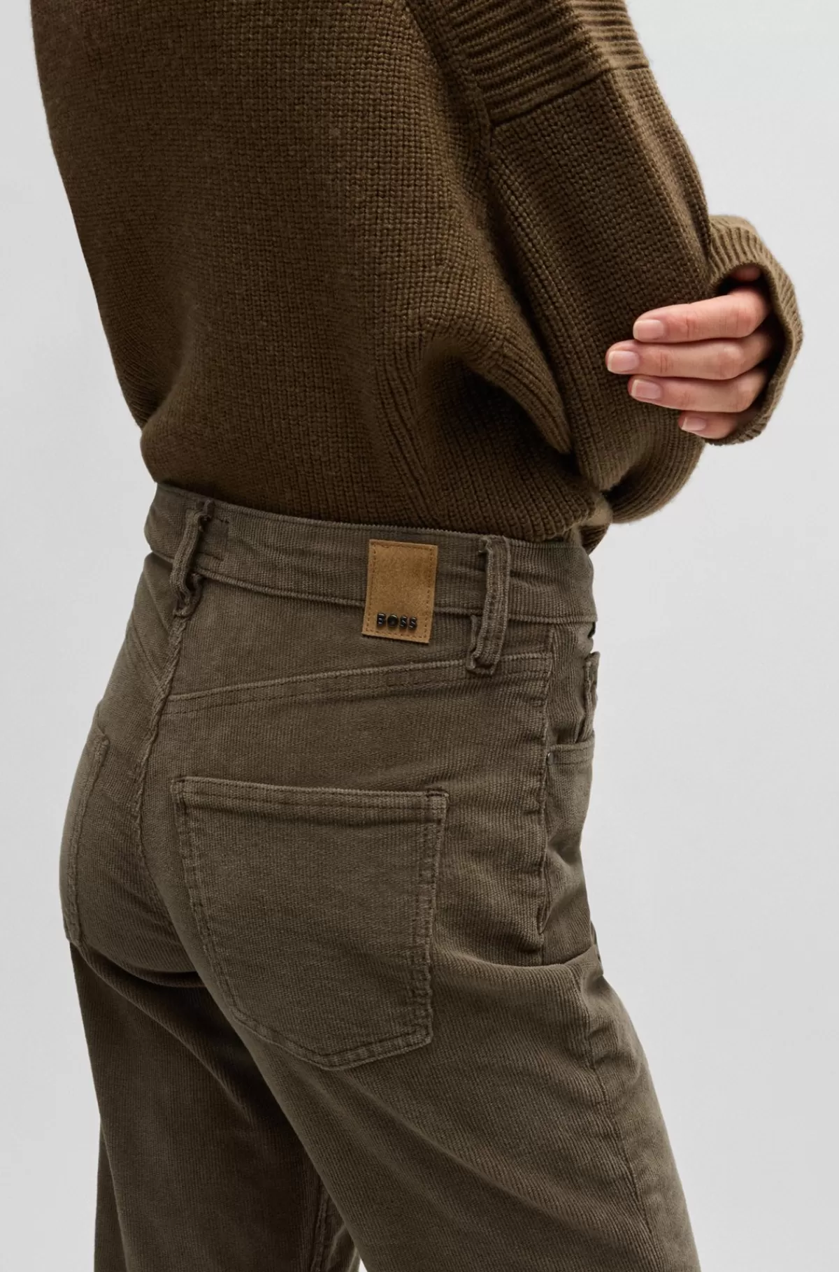 HUGO BOSS Jeans Med Straight Fit I Brun Fløjl Med Behageligt Stræk Mørkegrøn Shop