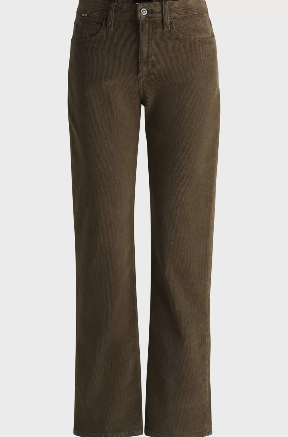 HUGO BOSS Jeans Med Straight Fit I Brun Fløjl Med Behageligt Stræk Mørkegrøn Shop
