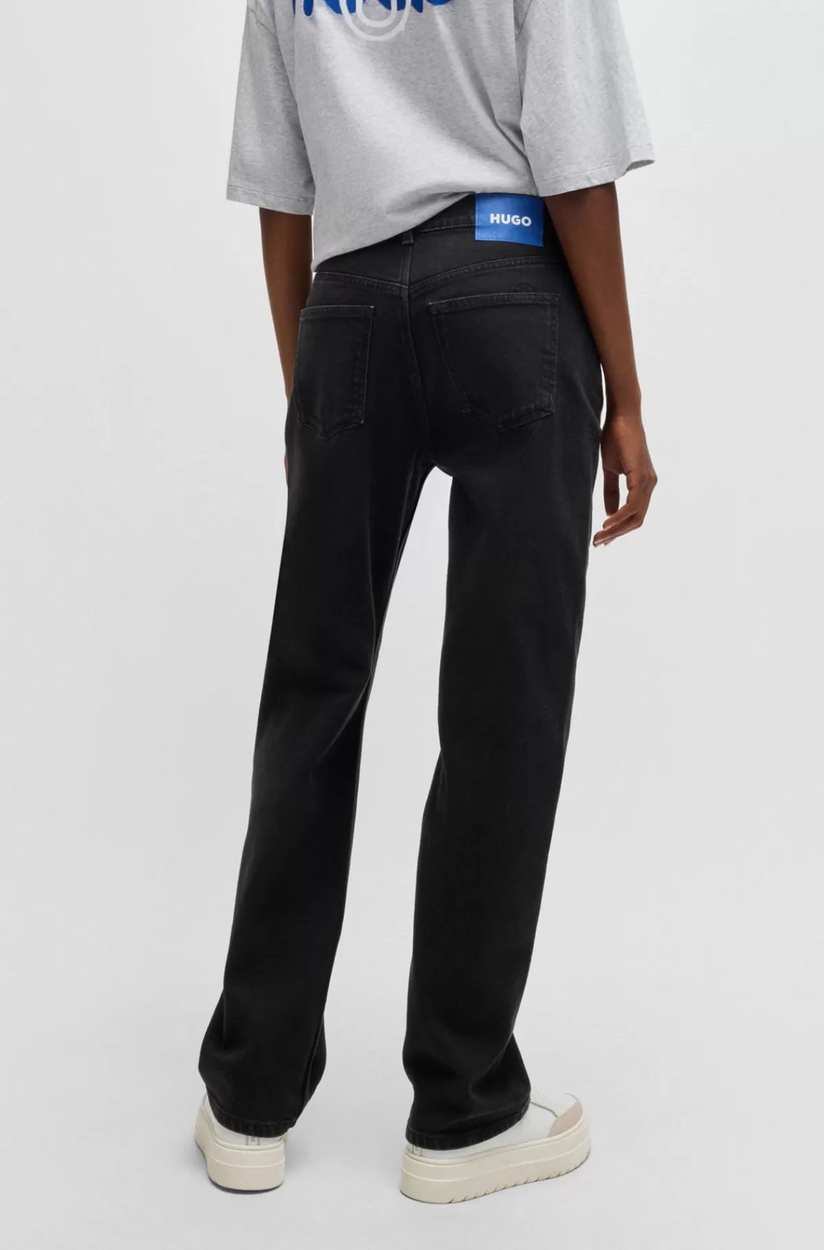 HUGO BOSS Jeans Med Straight Fit I Denim Med Stræk Sort Shop