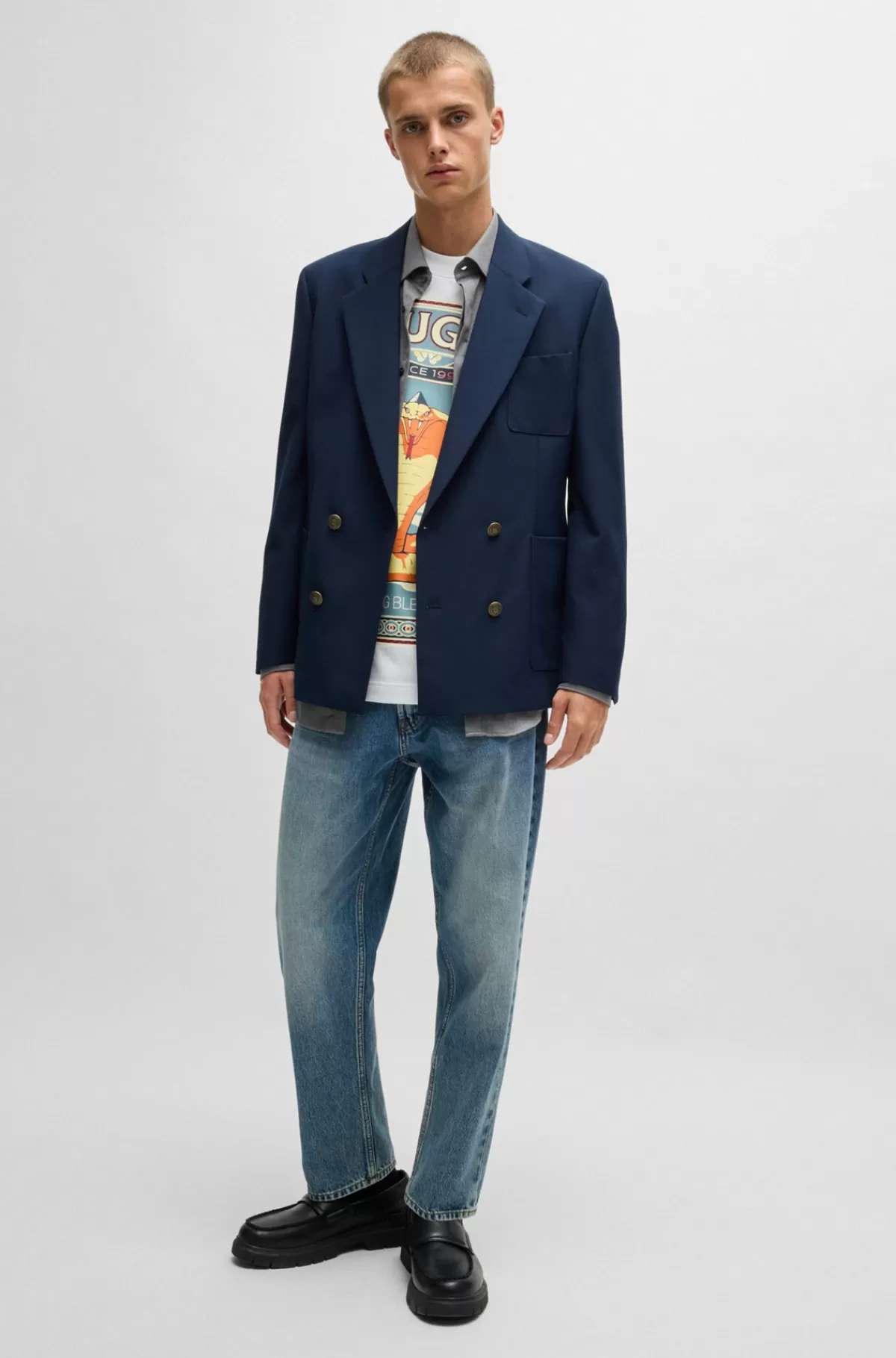 HUGO BOSS Jeans Med Tapered Ben I Mellem Bomuldsdenim Blå Fashion