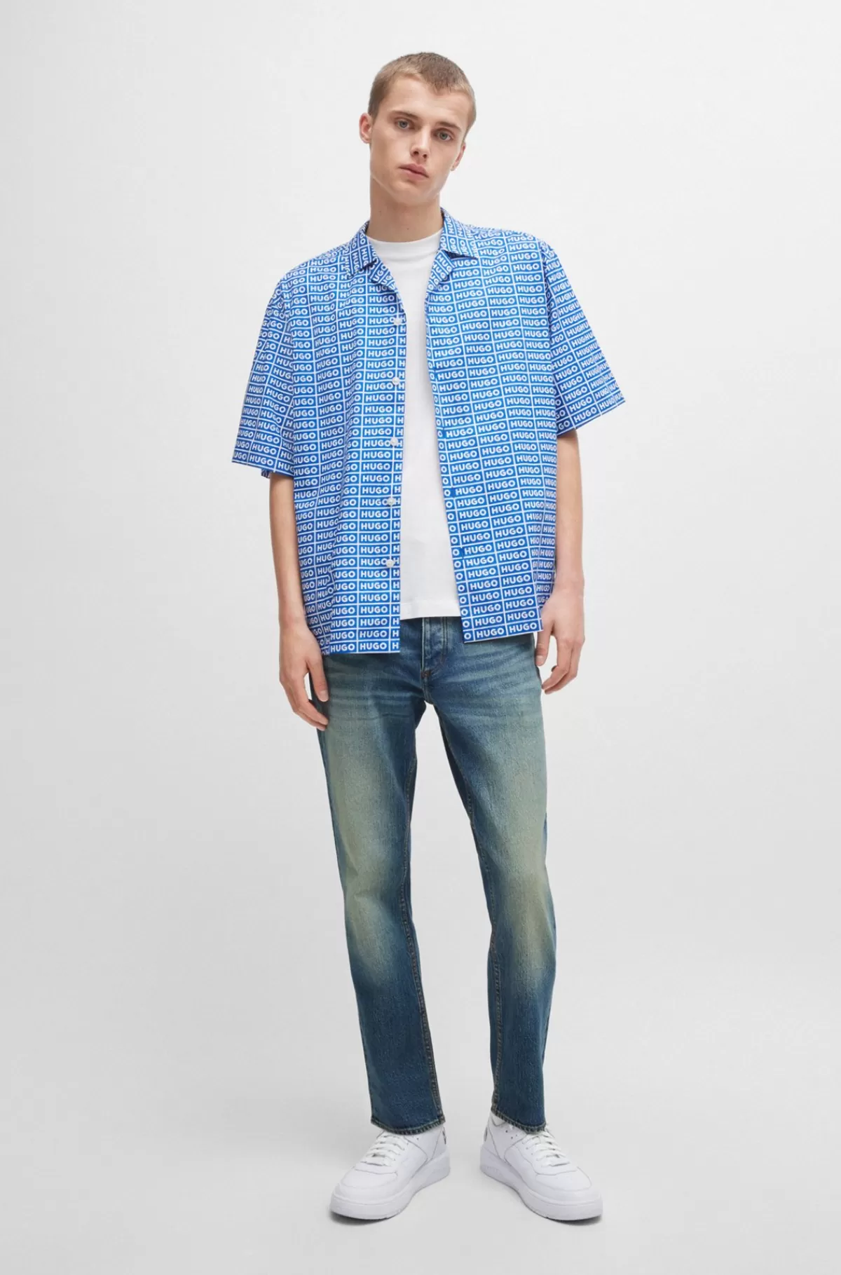 HUGO BOSS Jeans Med Tapered Fit I Denim Med Tone Blå Discount