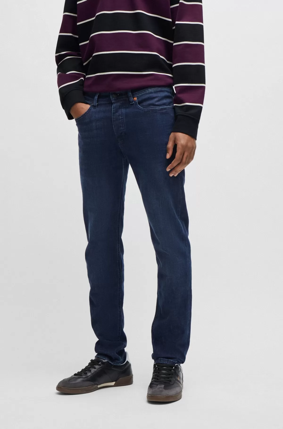 HUGO BOSS Jeans Med Tapered Fit I Denim Med Ekstra Stræk Mørkeblå Best