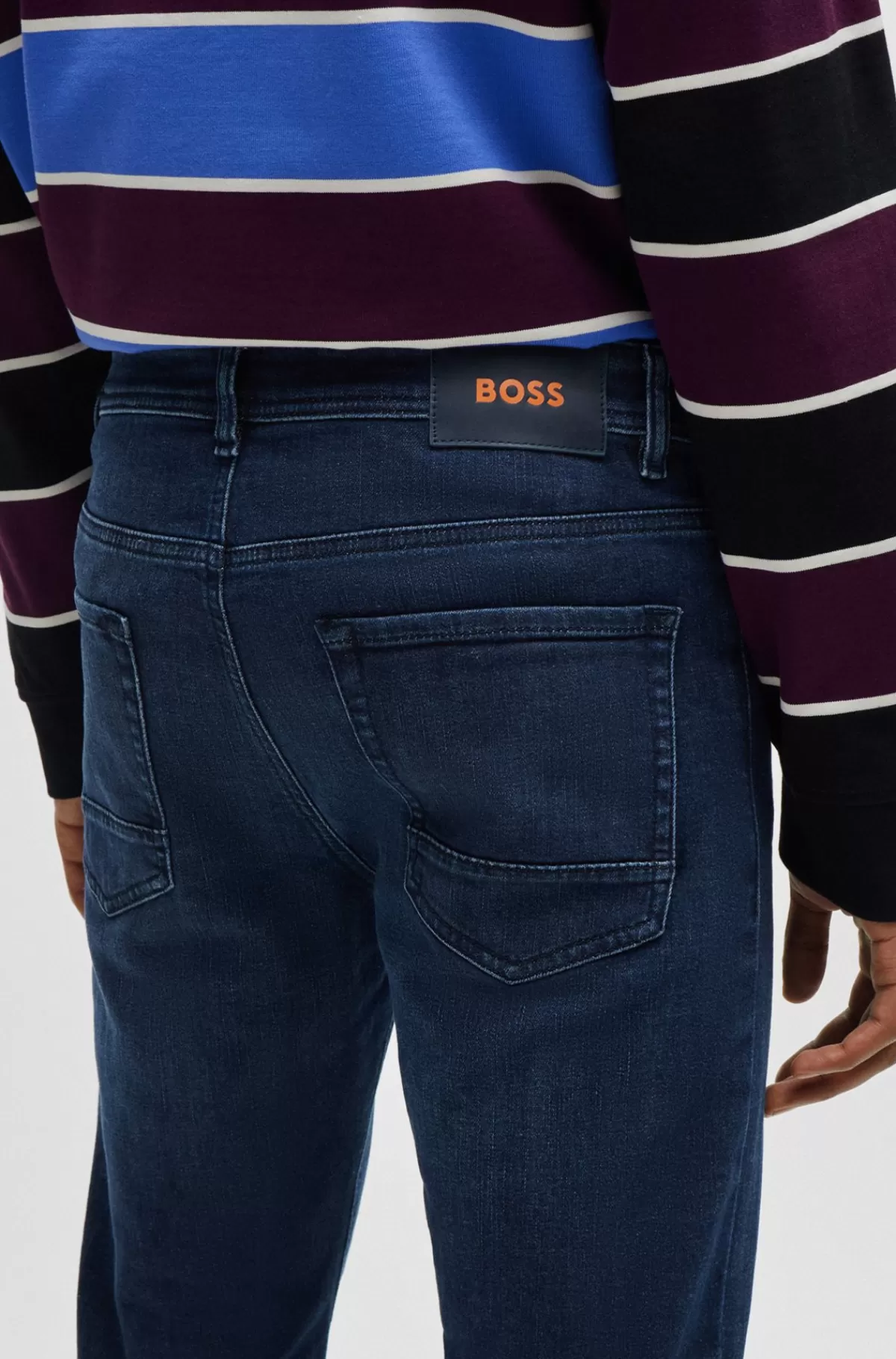 HUGO BOSS Jeans Med Tapered Fit I Denim Med Ekstra Stræk Mørkeblå Best
