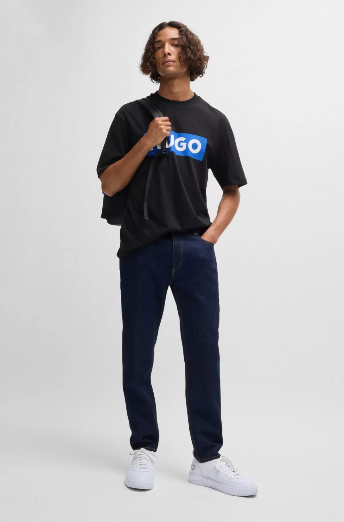 HUGO BOSS Jeans Med Tapered Fit I Denim Med Stræk Mørkeblå Cheap