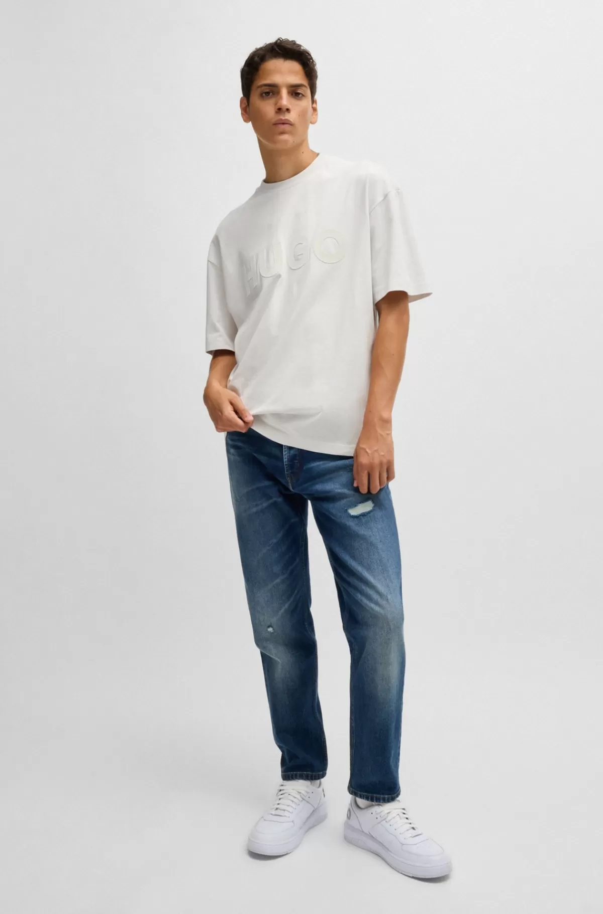 HUGO BOSS Jeans Med Tapered Fit I t Denim Med Stræk Mørkeblå Cheap