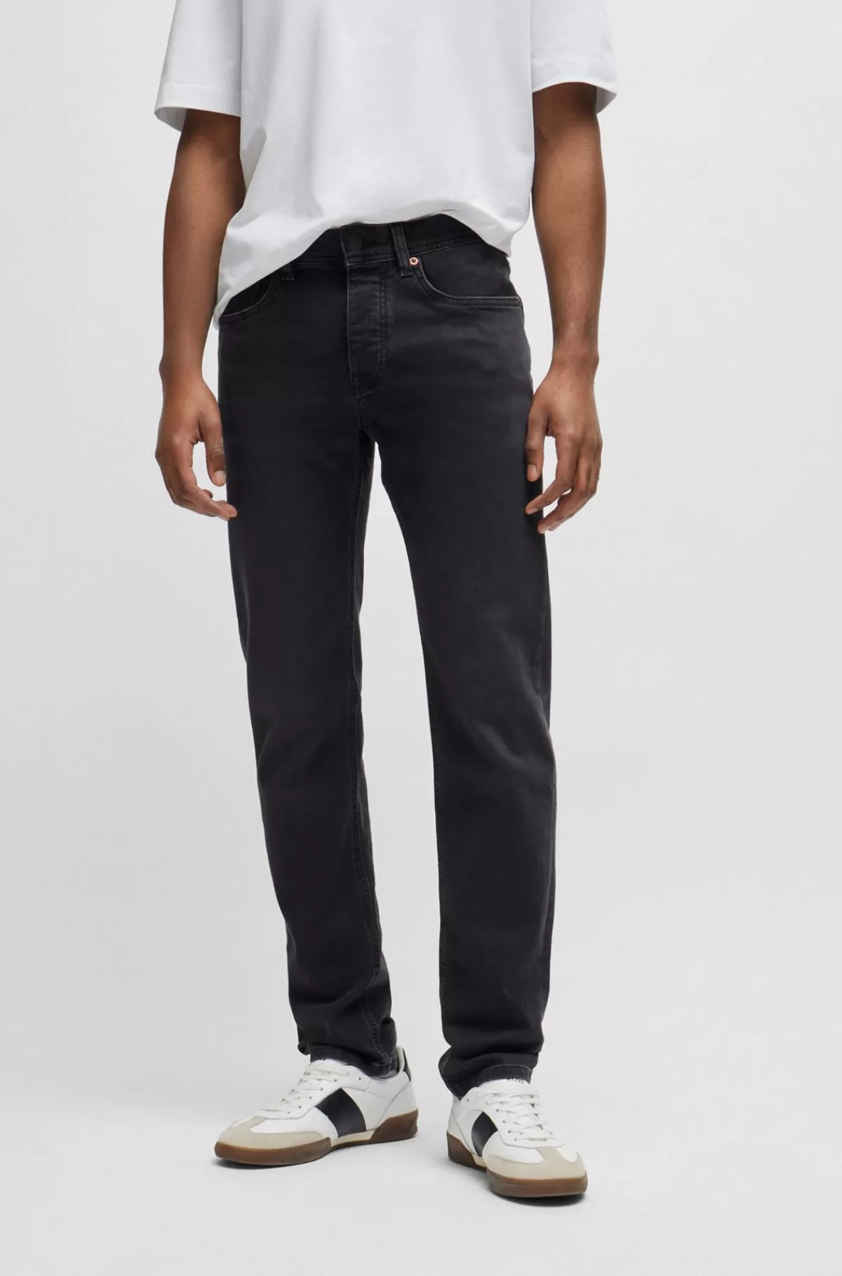 HUGO BOSS Jeans Med Tapered Fit I Denim Med Ekstra Stræk Sort Best