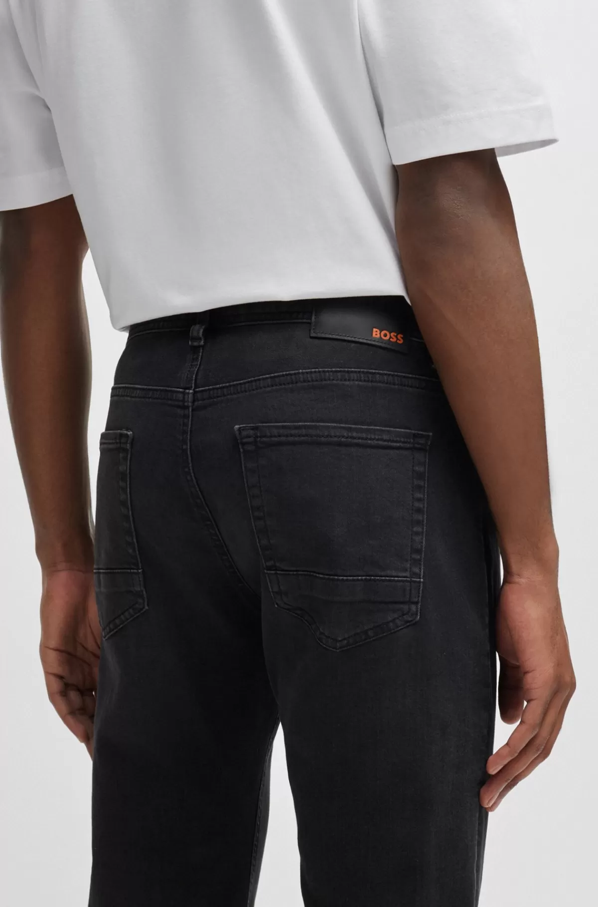 HUGO BOSS Jeans Med Tapered Fit I Denim Med Ekstra Stræk Sort Best
