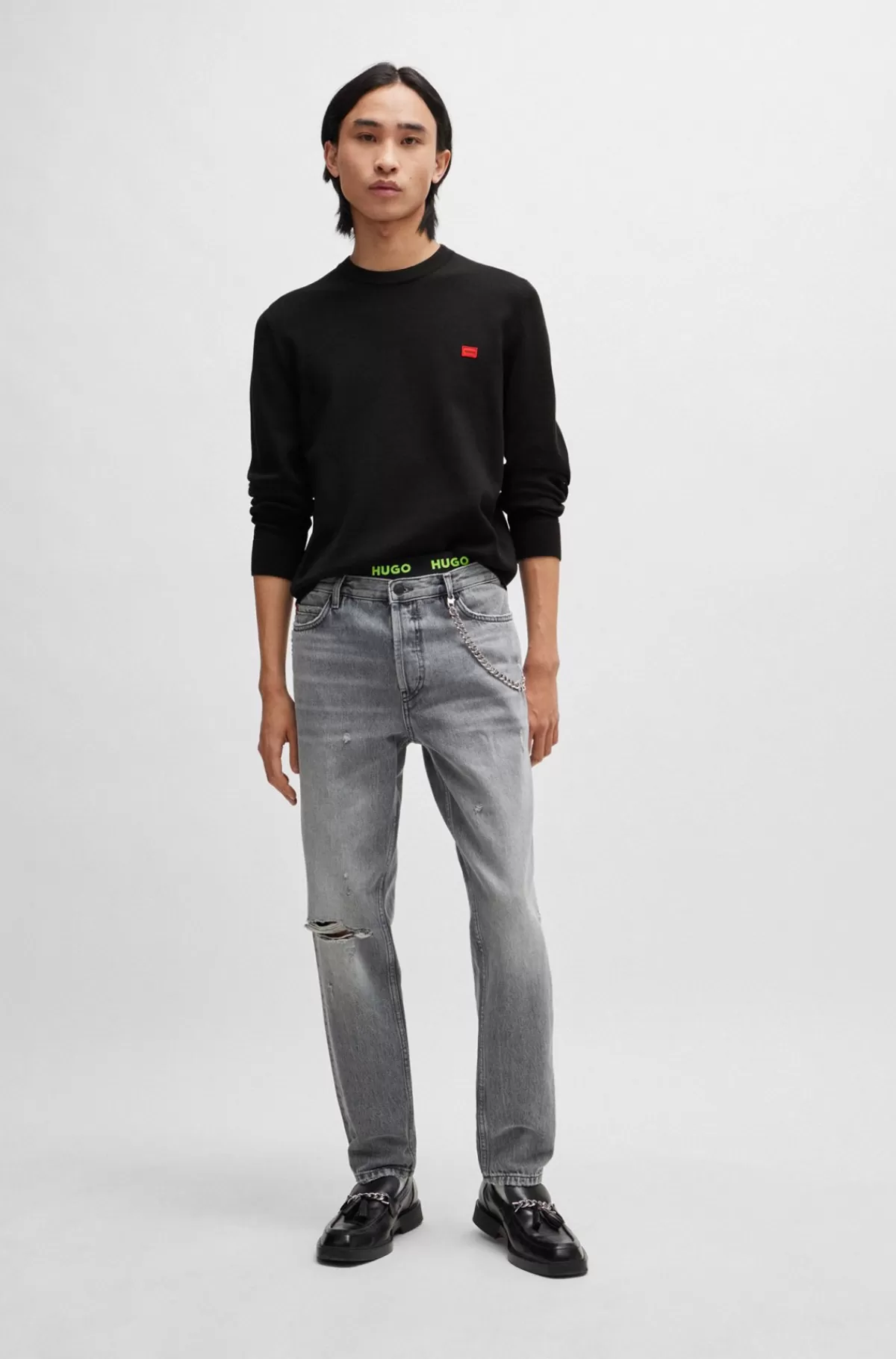 HUGO BOSS Jeans Med Tapered Fit Og Almindelig Talje I Denim Grå Best