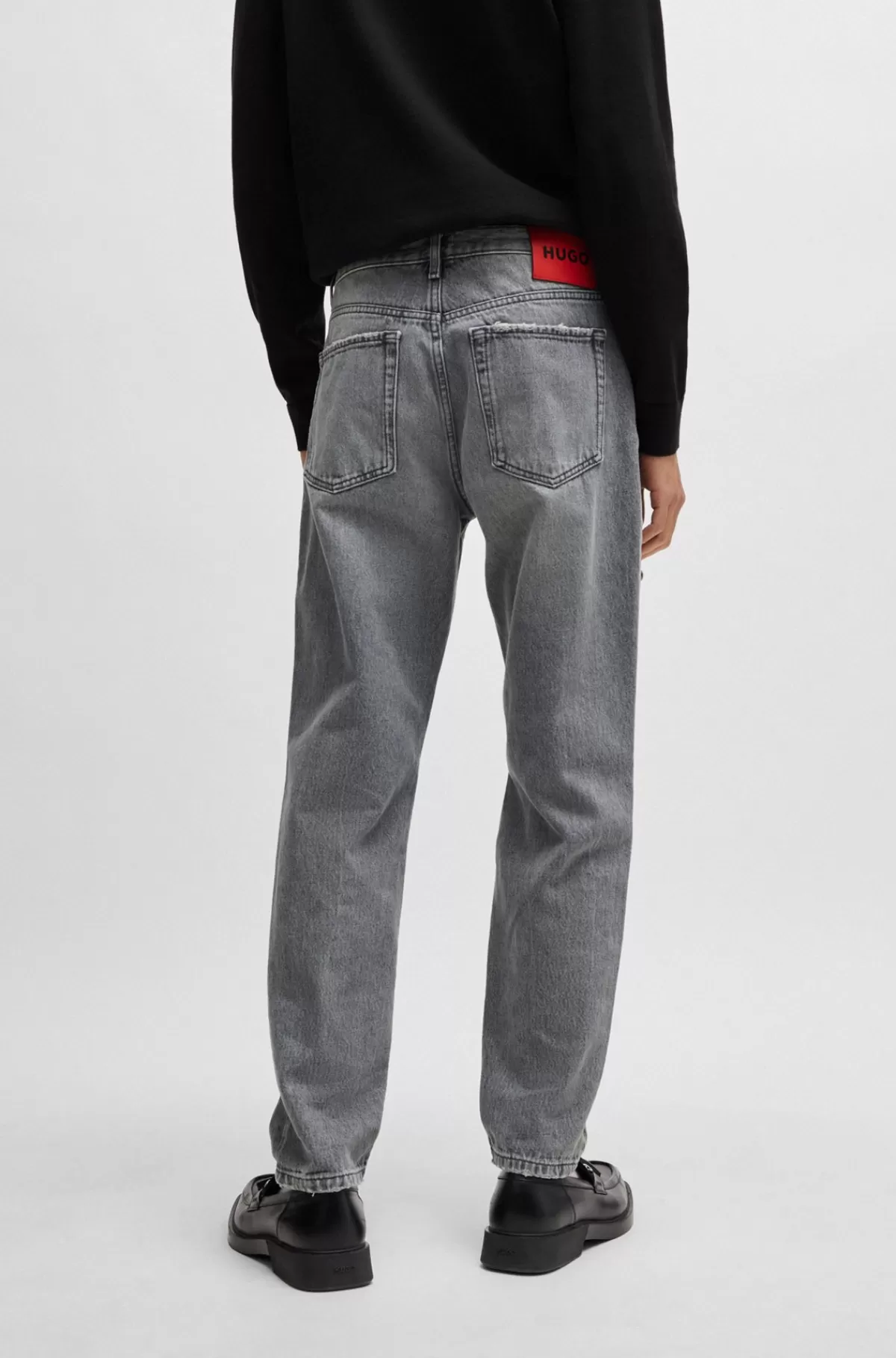 HUGO BOSS Jeans Med Tapered Fit Og Almindelig Talje I Denim Grå Best
