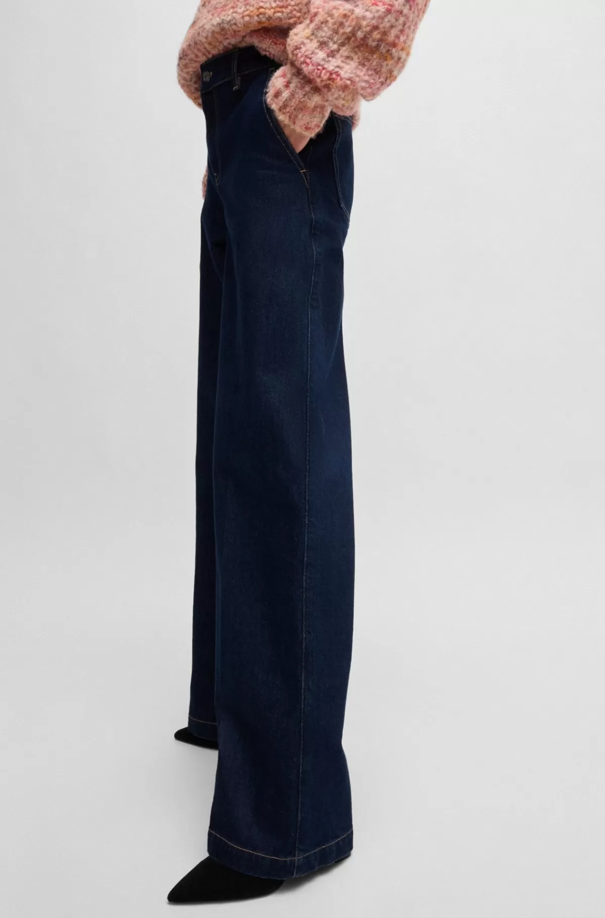 HUGO BOSS Jeans Med Vidde I Benene I Blå Denim Med Stræk Mørkeblå Fashion