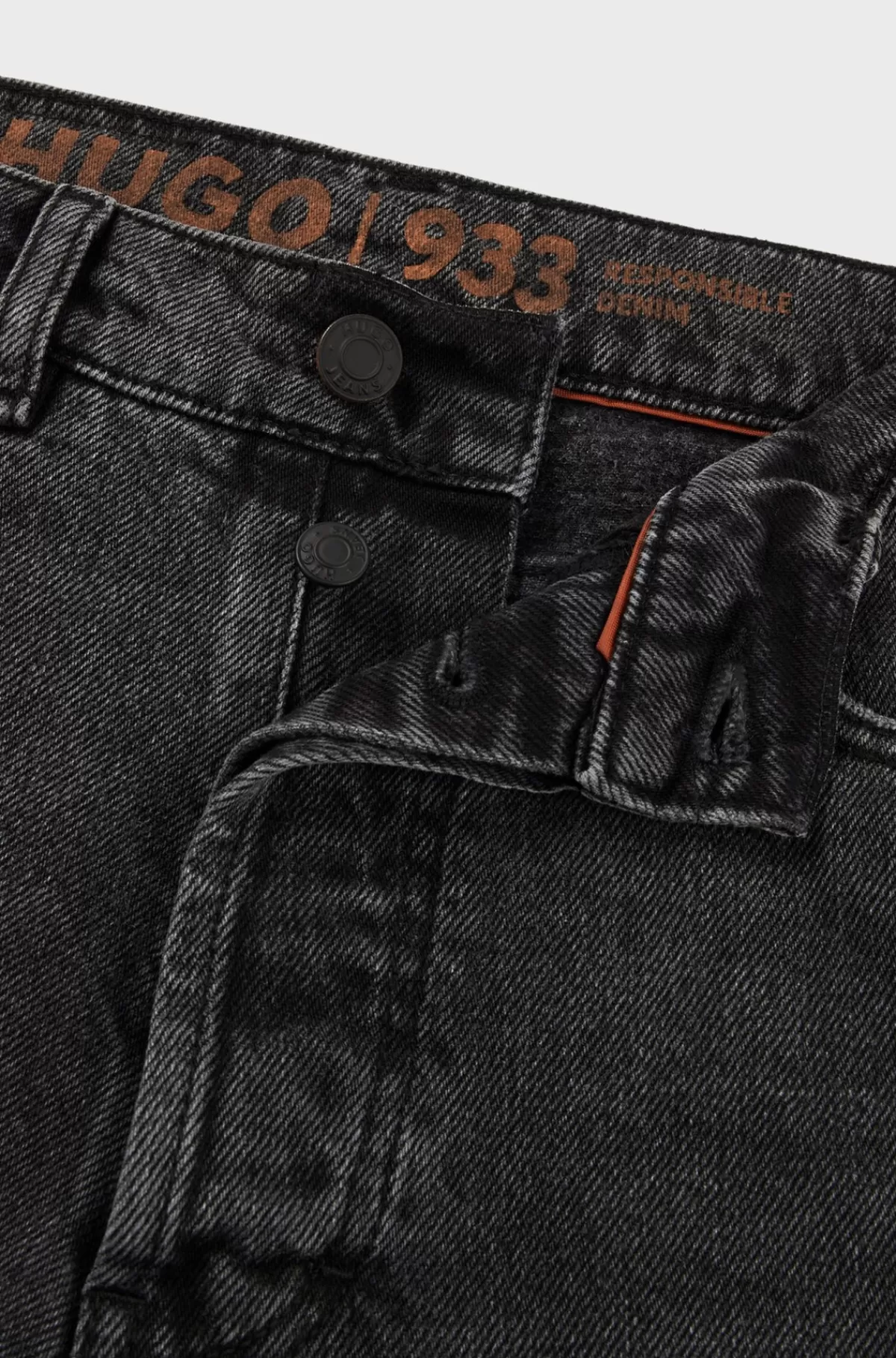 HUGO BOSS Jeans Med Vide Ben I En Moderne Pasform I Sort Denim Mørkegrå Clearance