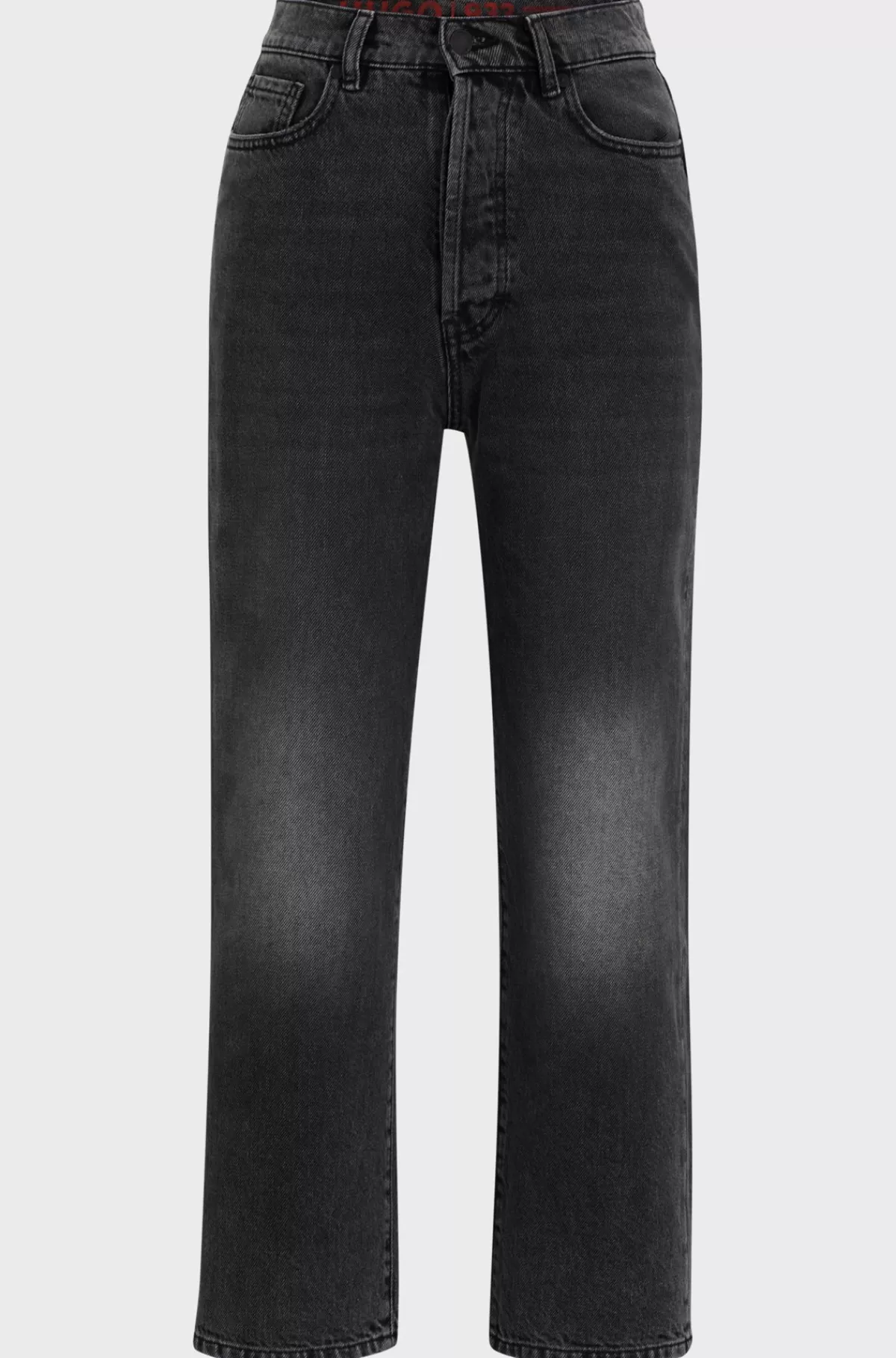 HUGO BOSS Jeans Med Vide Ben I En Moderne Pasform I Sort Denim Mørkegrå Clearance