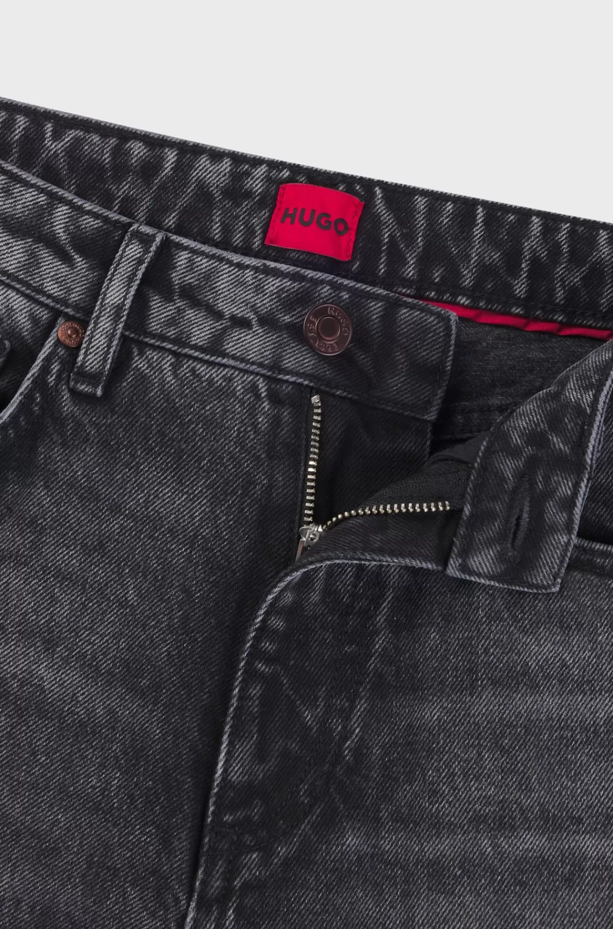 HUGO BOSS Jeans Med Vide Ben I Denim Uden Stræk Sort Cheap