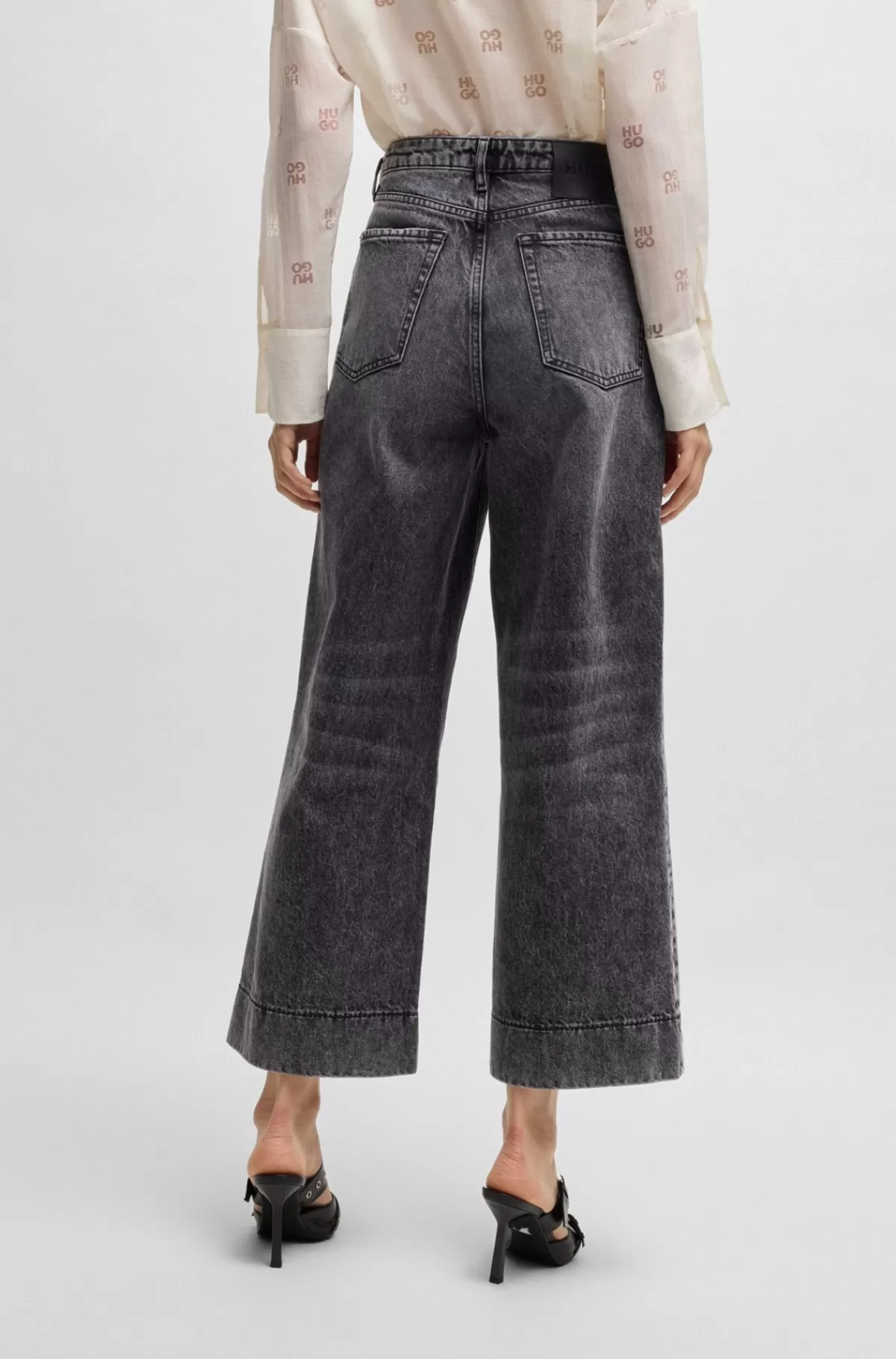 HUGO BOSS Jeans Med Vide Ben I Denim Uden Stræk Sort Cheap