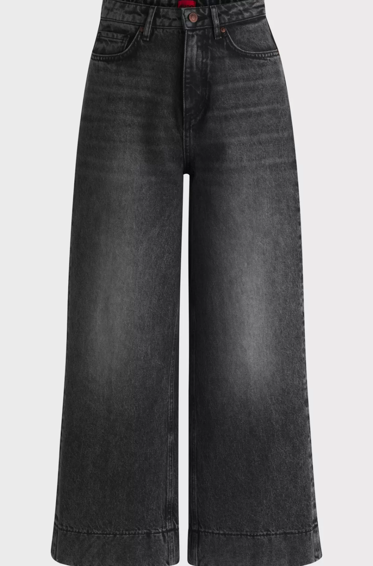 HUGO BOSS Jeans Med Vide Ben I Denim Uden Stræk Sort Cheap