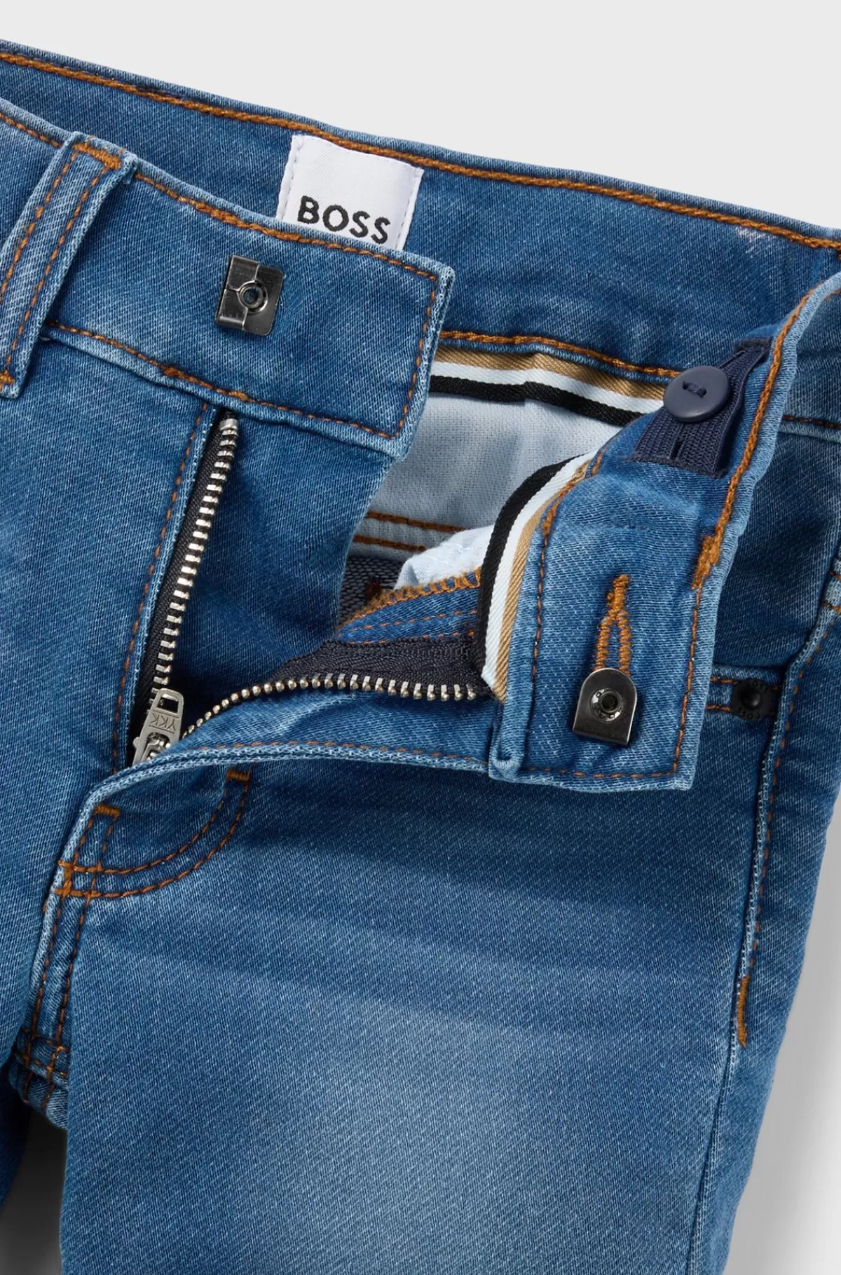 HUGO BOSS Jeans Til Børn I Denim Med Stræk Og Dobbelt B-monogram Mønstret Cheap