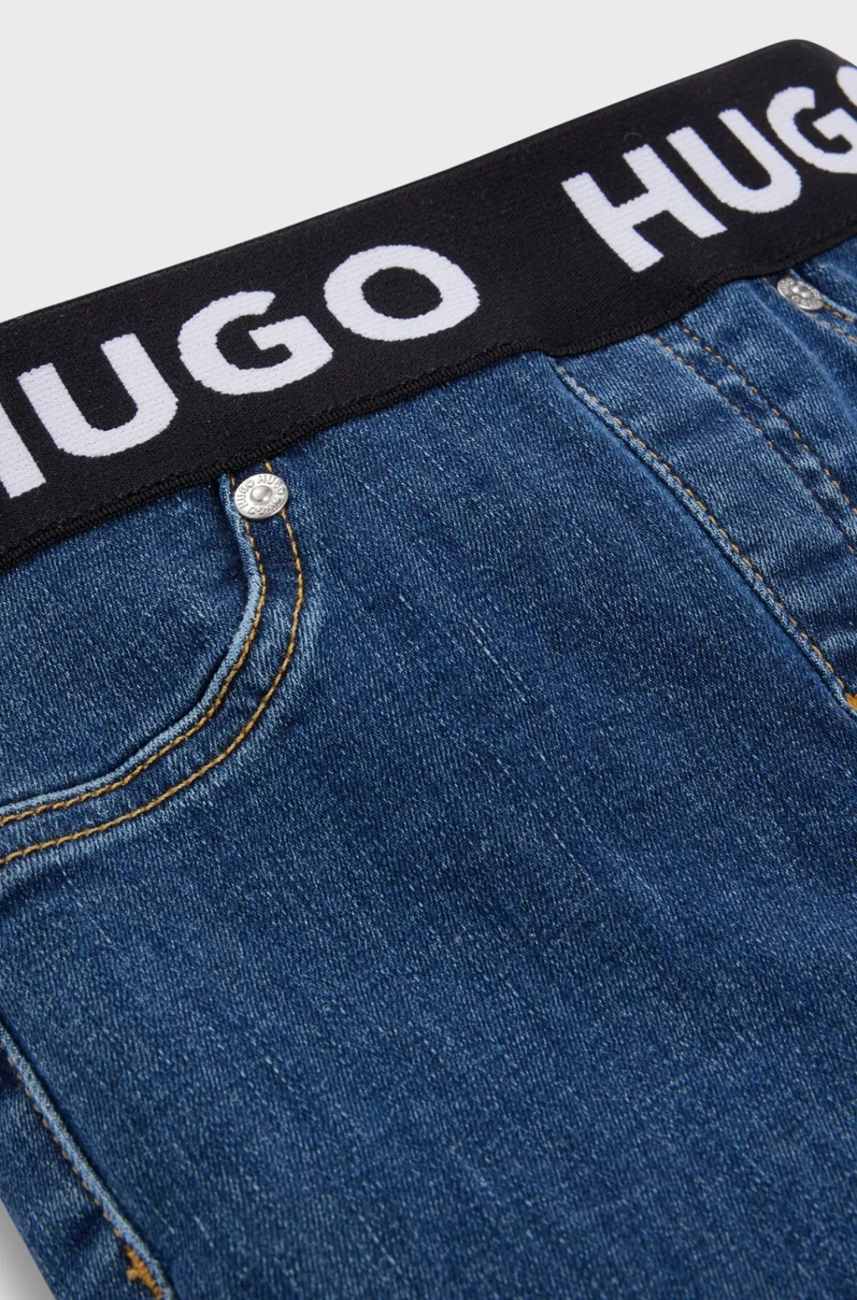 HUGO BOSS Jeggings Til Børn I Blå Strækdenim Med Brandet Linning Mønstret Sale