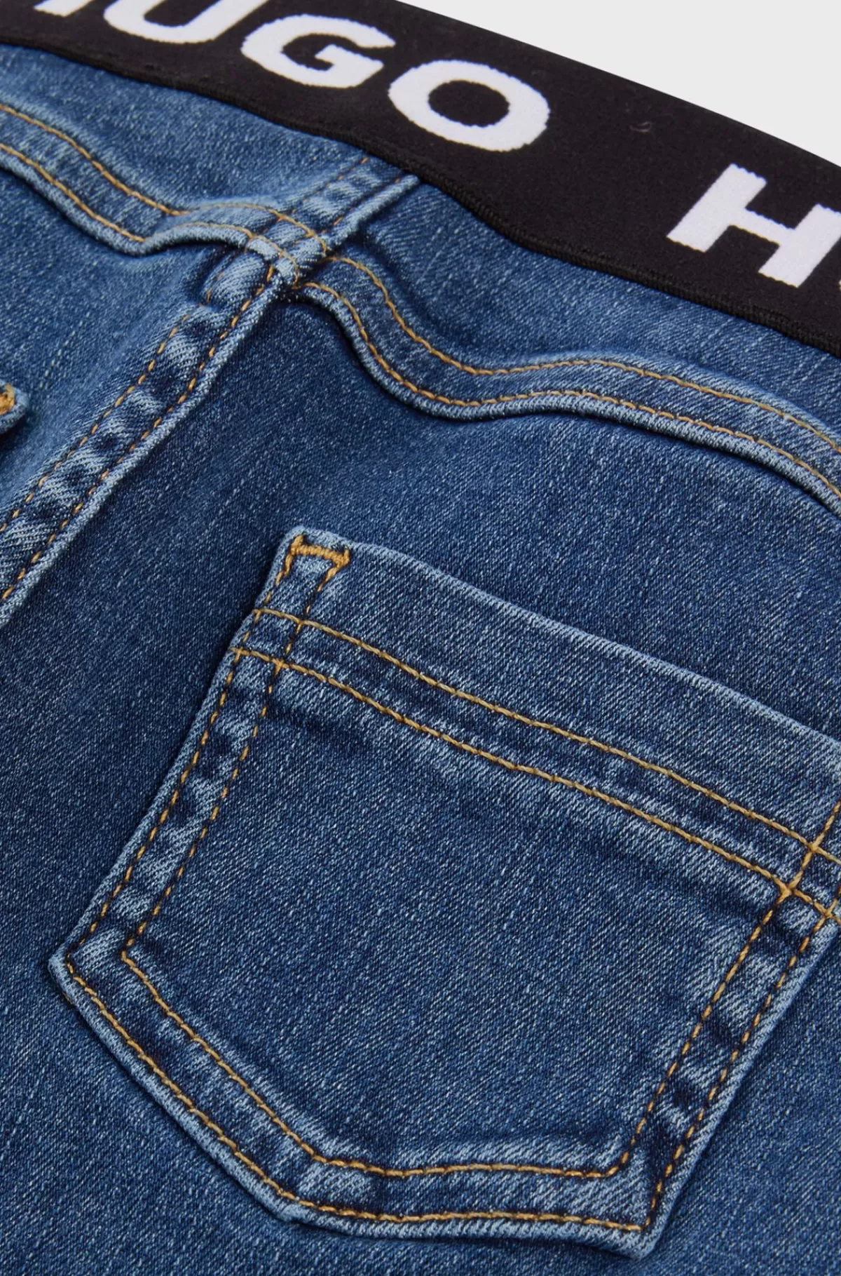 HUGO BOSS Jeggings Til Børn I Blå Strækdenim Med Brandet Linning Mønstret Sale