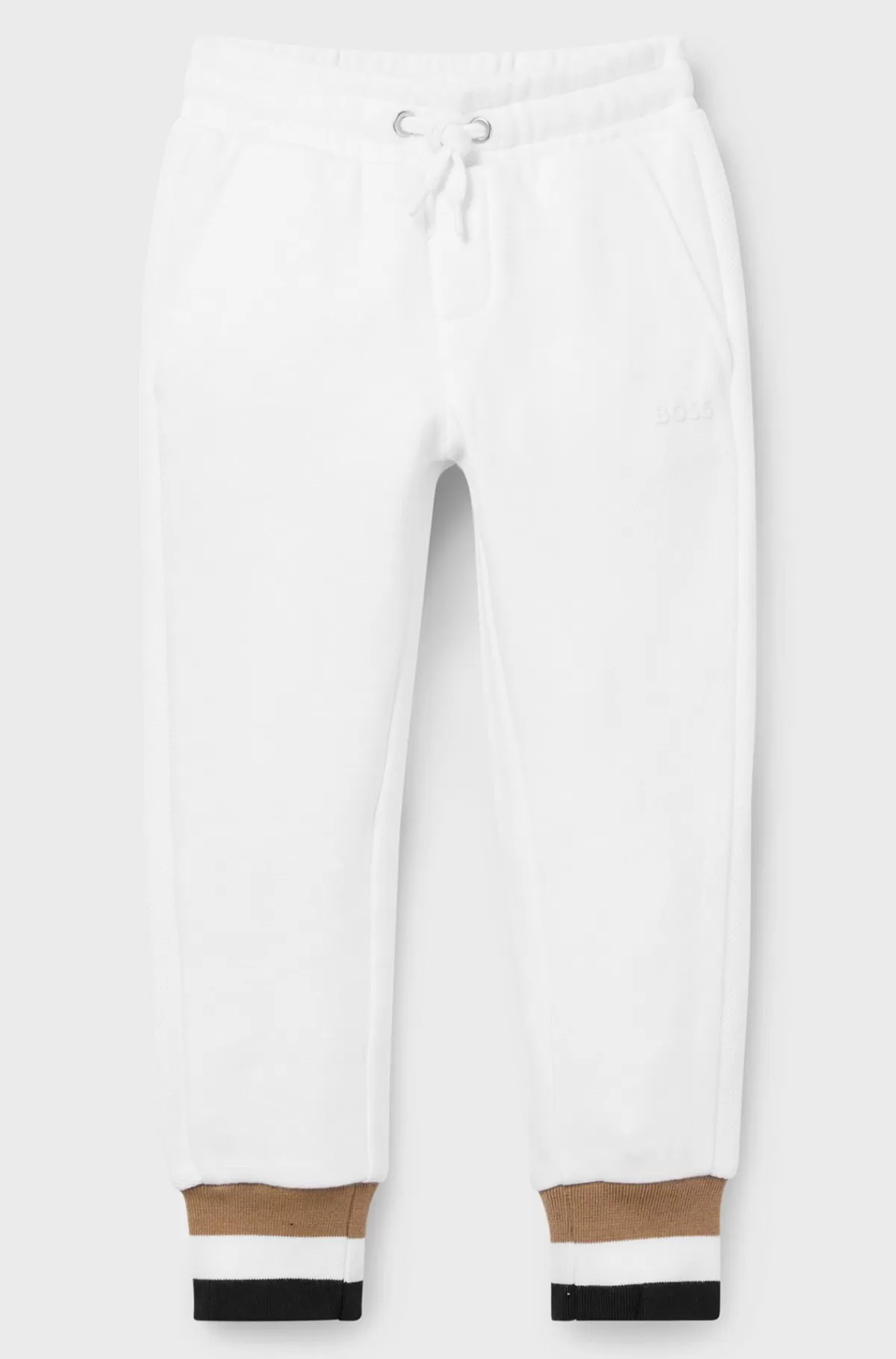 HUGO BOSS Joggingbukser Til Børn I Bomuld Og Med Manchetter Med Signaturstribe Hvid Online