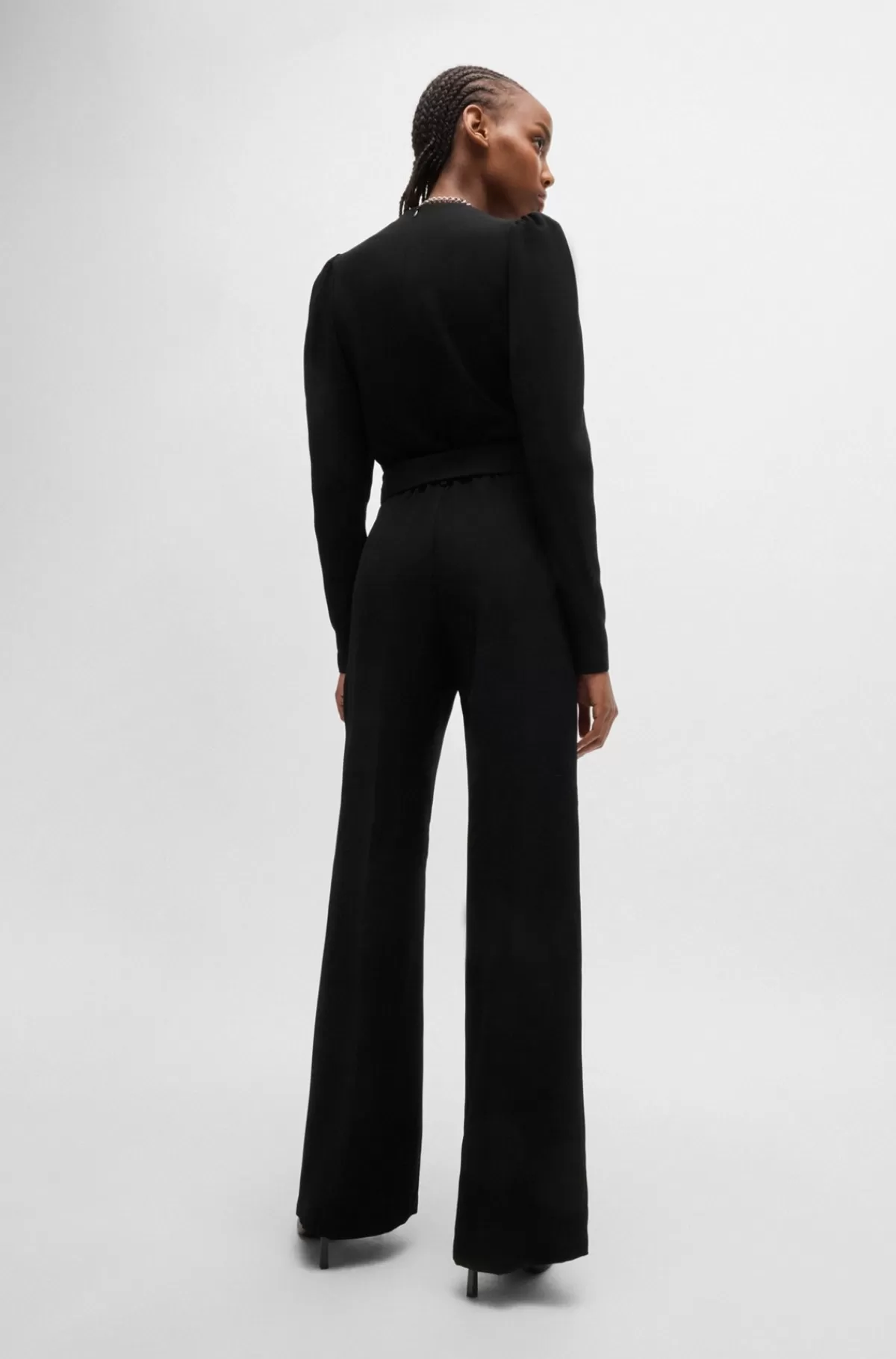 HUGO BOSS Jumpsuit I Blødt Crepestof Med Bælte Og Knaplukning Sort Cheap