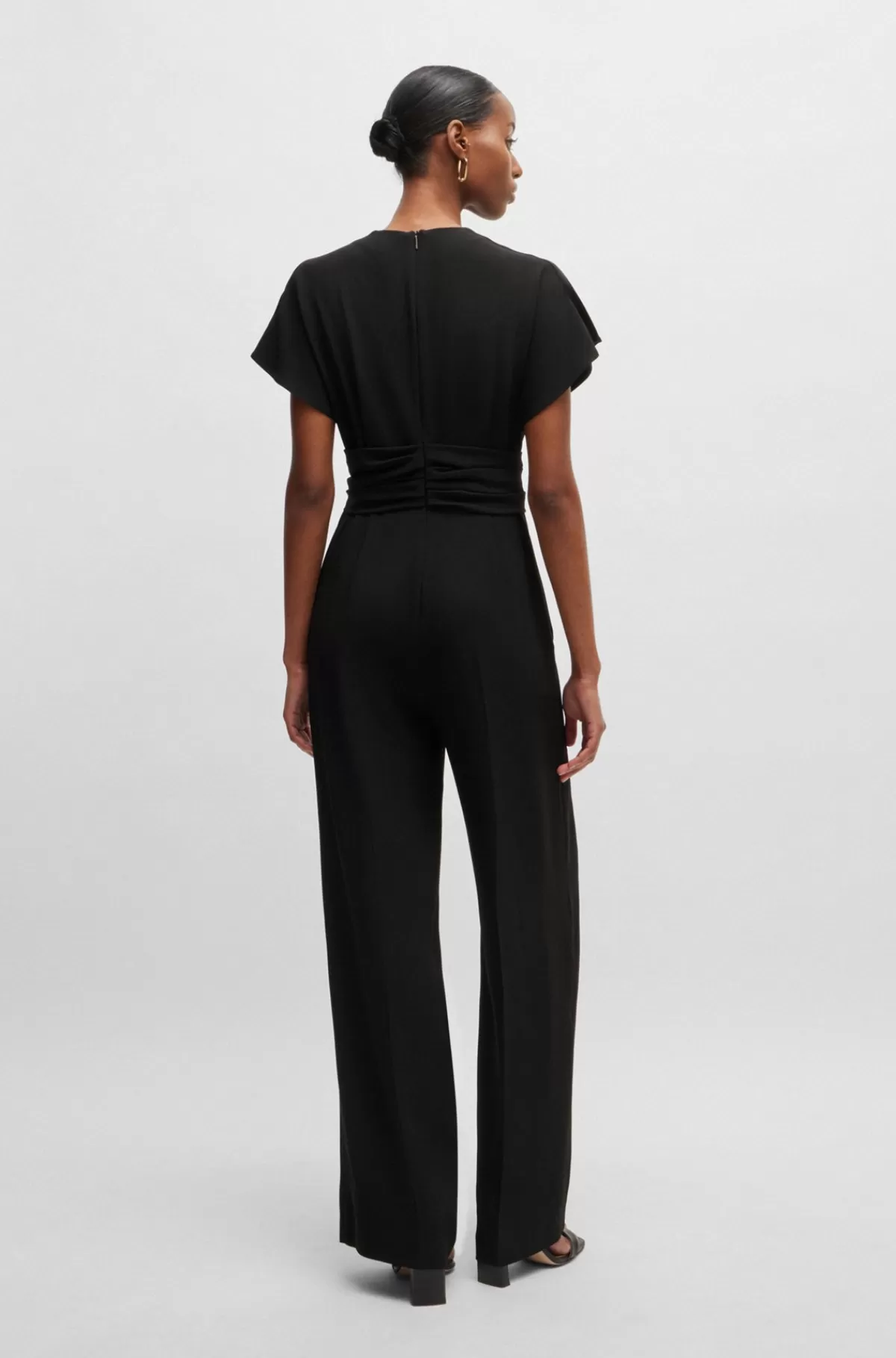 HUGO BOSS Jumpsuit Med V-hals Og Slå-om-design Sort Online