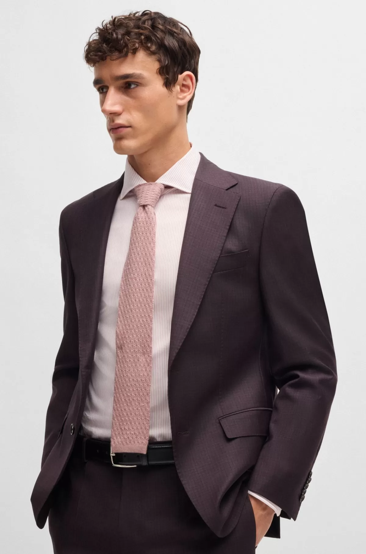 HUGO BOSS Kashmirslips Med Strikket Mønster Lys pink Best Sale