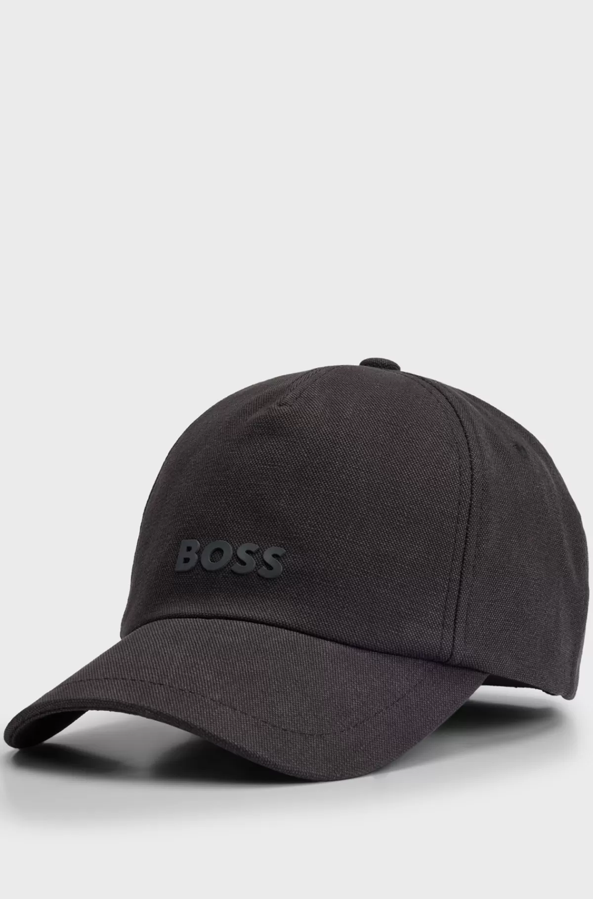 HUGO BOSS Kasket I Bomuldskanvas Med Gummiprintet Logo Sort Outlet