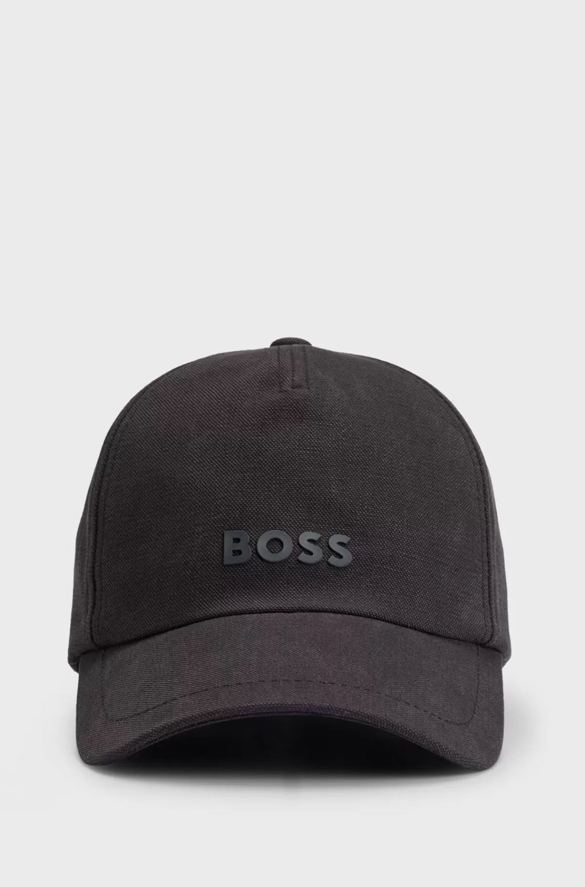 HUGO BOSS Kasket I Bomuldskanvas Med Gummiprintet Logo Sort Outlet