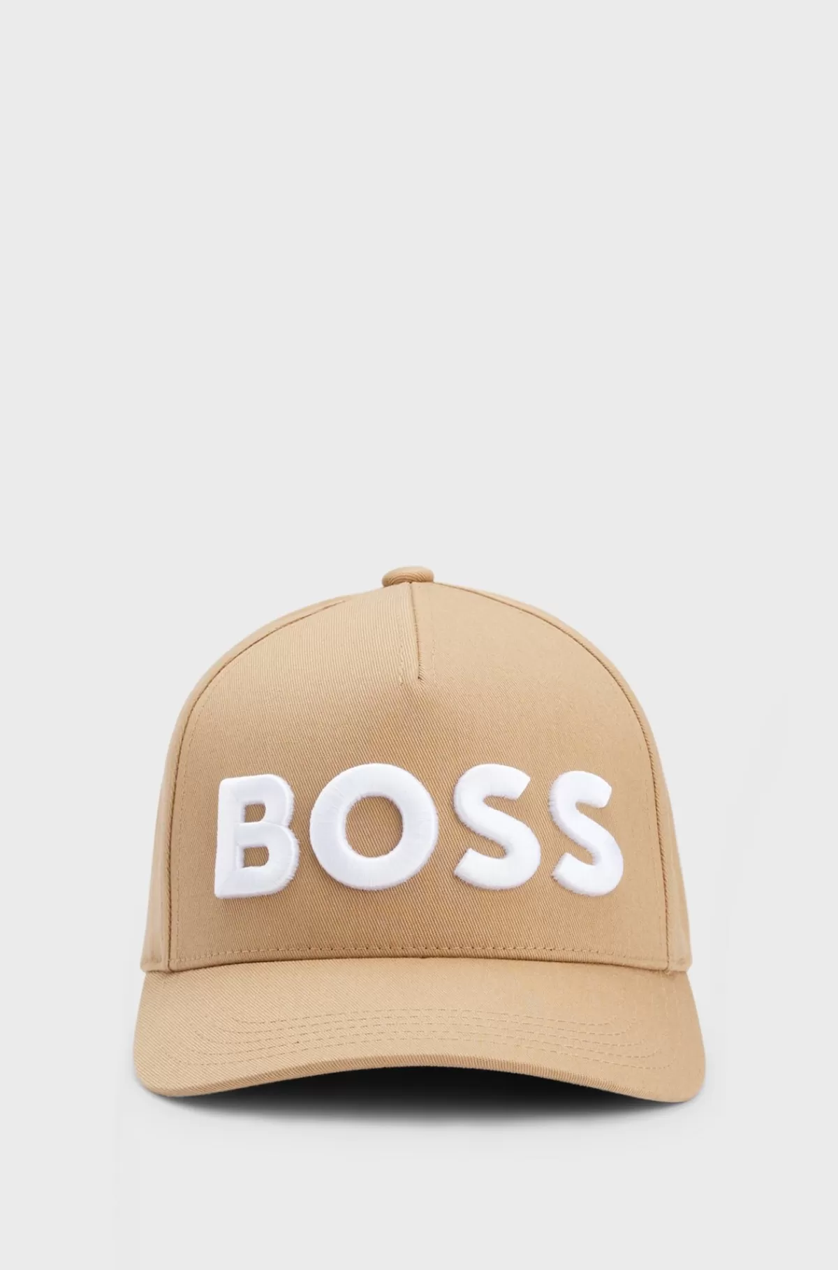 HUGO BOSS Kasket I Bomuldstwill Med Broderet 3D-logo Beige Cheap