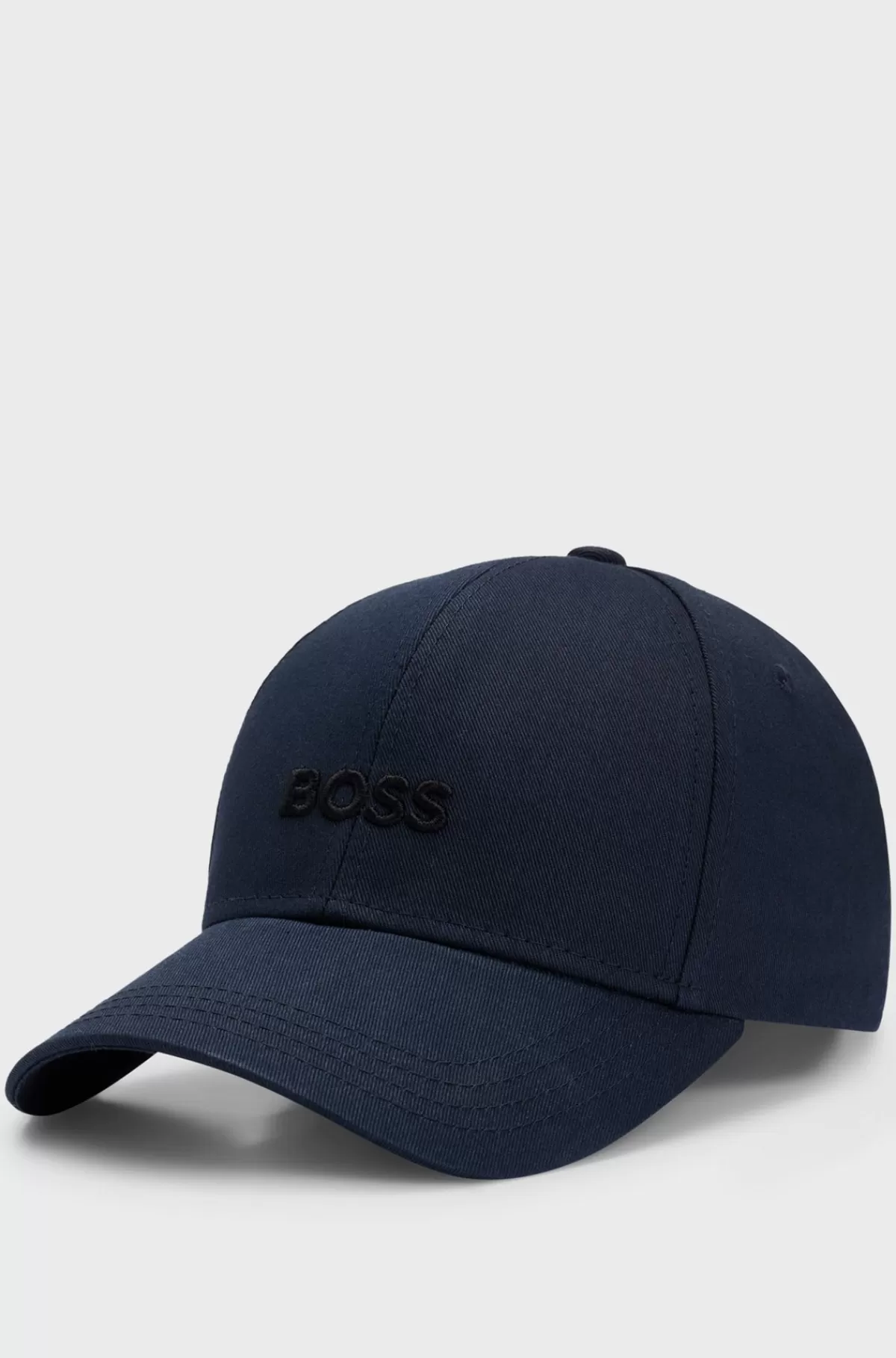 HUGO BOSS Kasket I Bomuldstwill Med Broderet Logo Mørkeblå Clearance