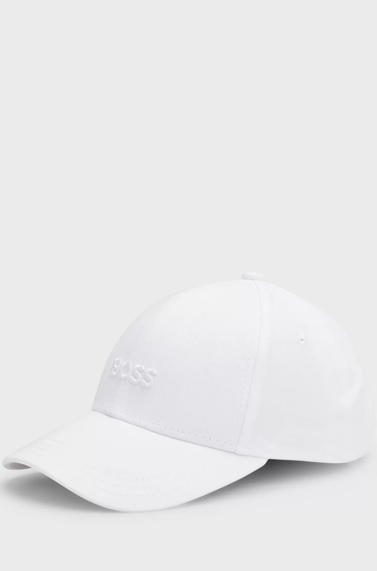 HUGO BOSS Kasket I Bomuldstwill Med Broderet Logo Hvid Shop