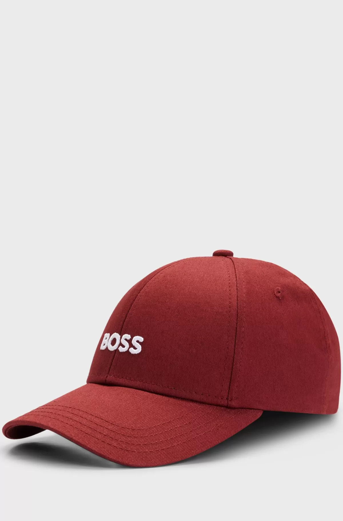 HUGO BOSS Kasket I Bomuldstwill Med Broderet Logo Mørkerød Outlet