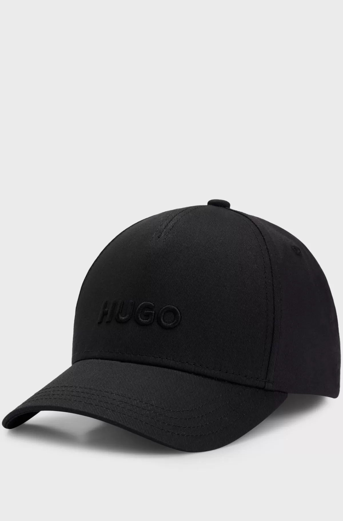 HUGO BOSS Kasket I Bomuldstwill Med Broderet Logo Sort Cheap