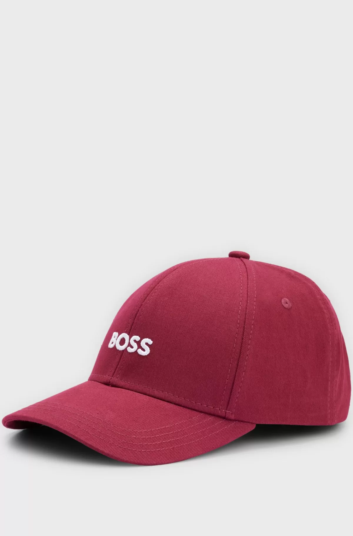 HUGO BOSS Kasket I Bomuldstwill Med Broderet Logo Mørkerød Best Sale