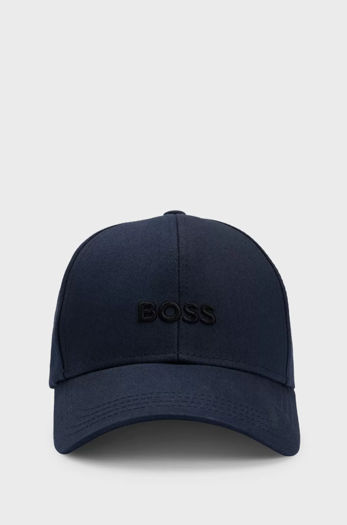 HUGO BOSS Kasket I Bomuldstwill Med Broderet Logo Mørkeblå Clearance
