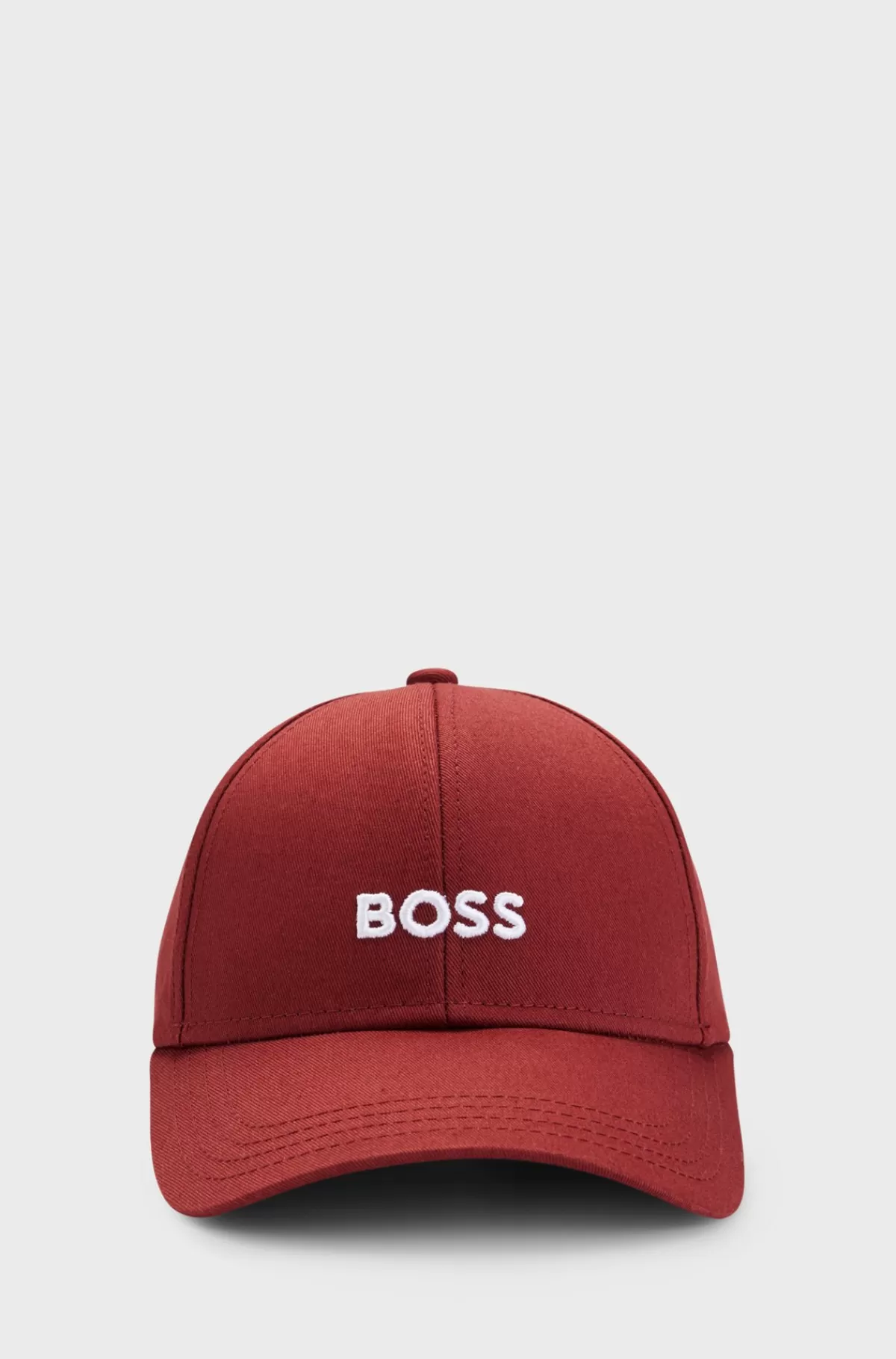 HUGO BOSS Kasket I Bomuldstwill Med Broderet Logo Mørkerød Outlet