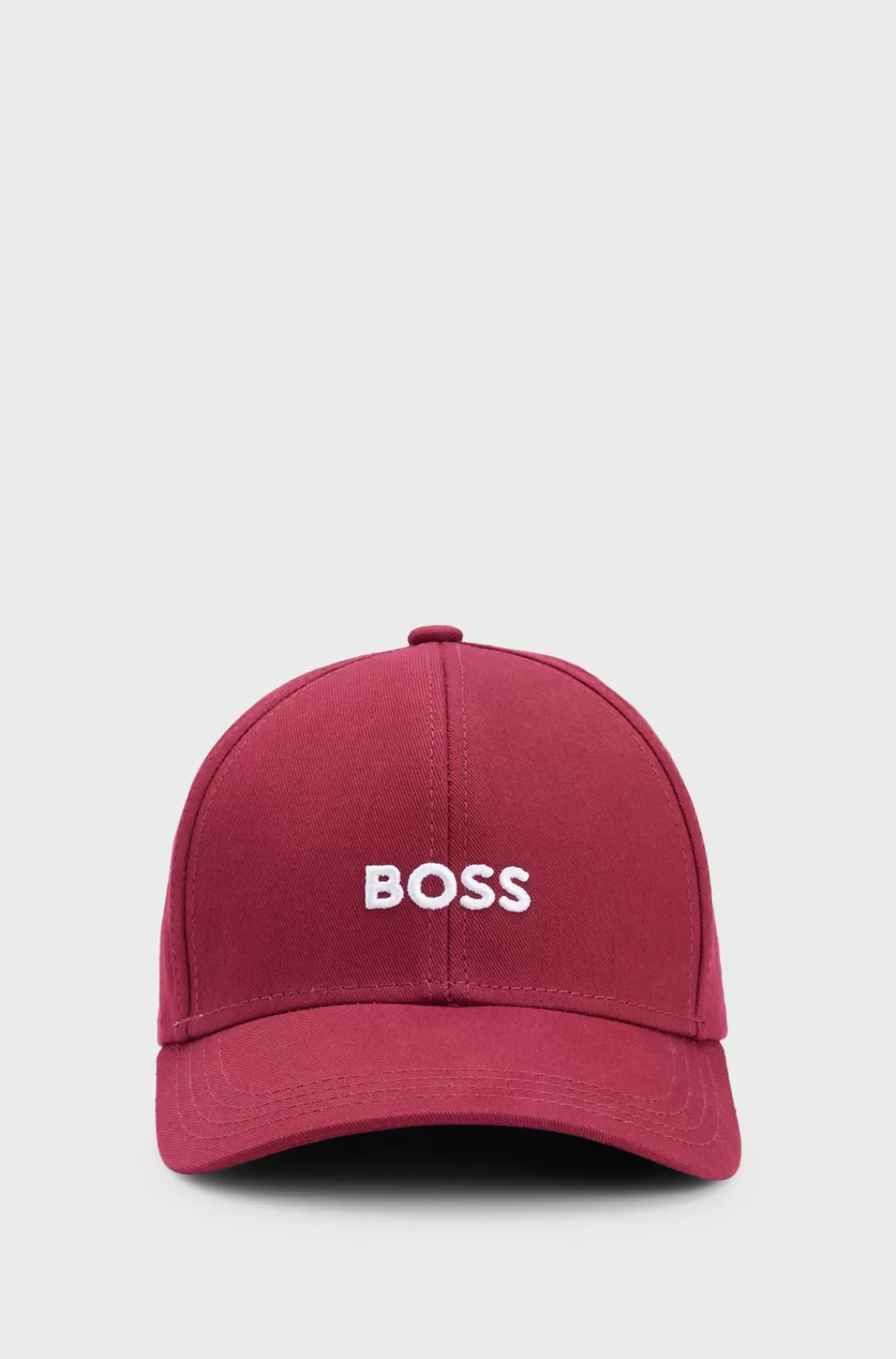 HUGO BOSS Kasket I Bomuldstwill Med Broderet Logo Mørkerød Best Sale