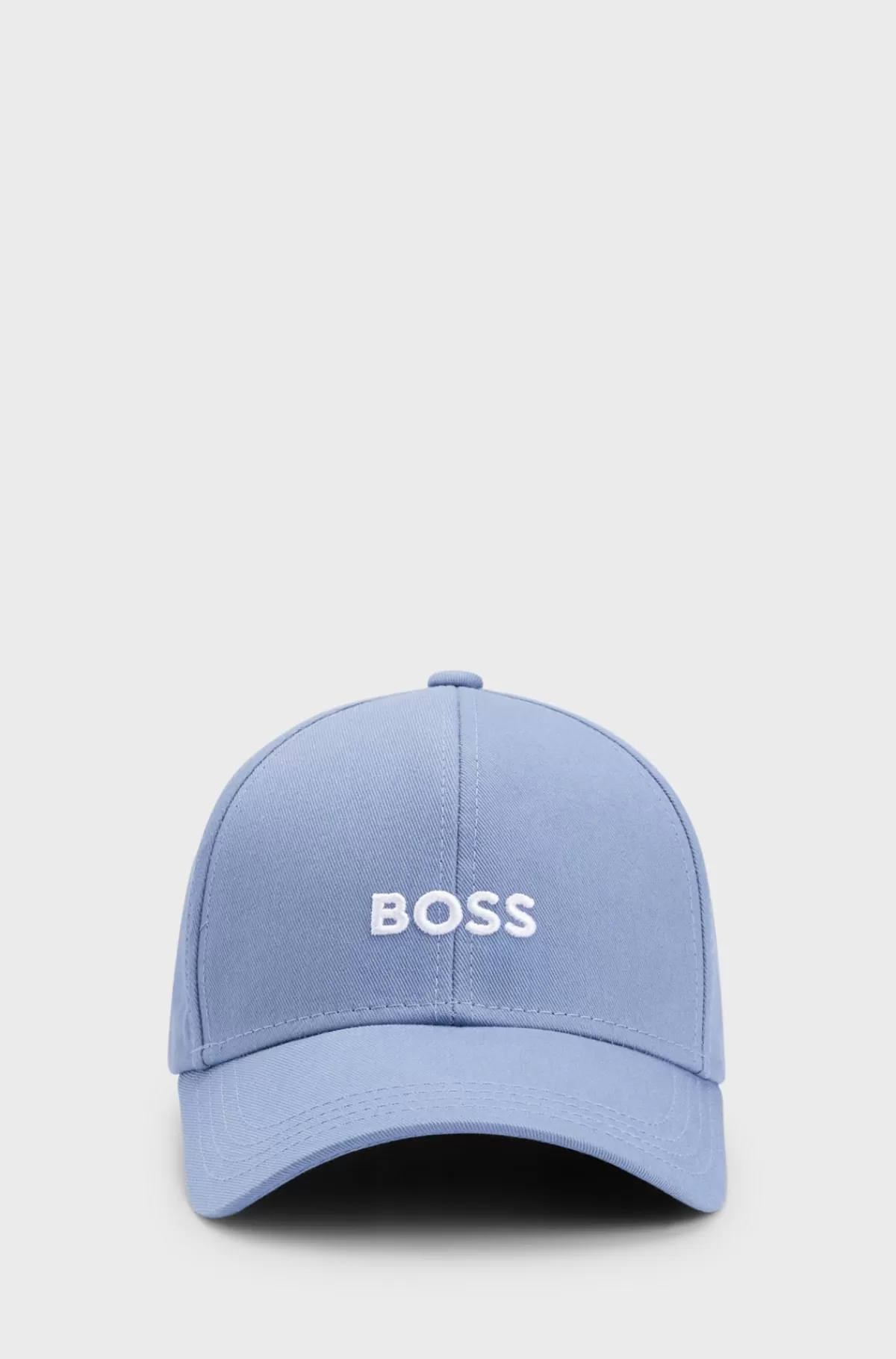HUGO BOSS Kasket I Bomuldstwill Med Broderet Logo Lyseblå Clearance