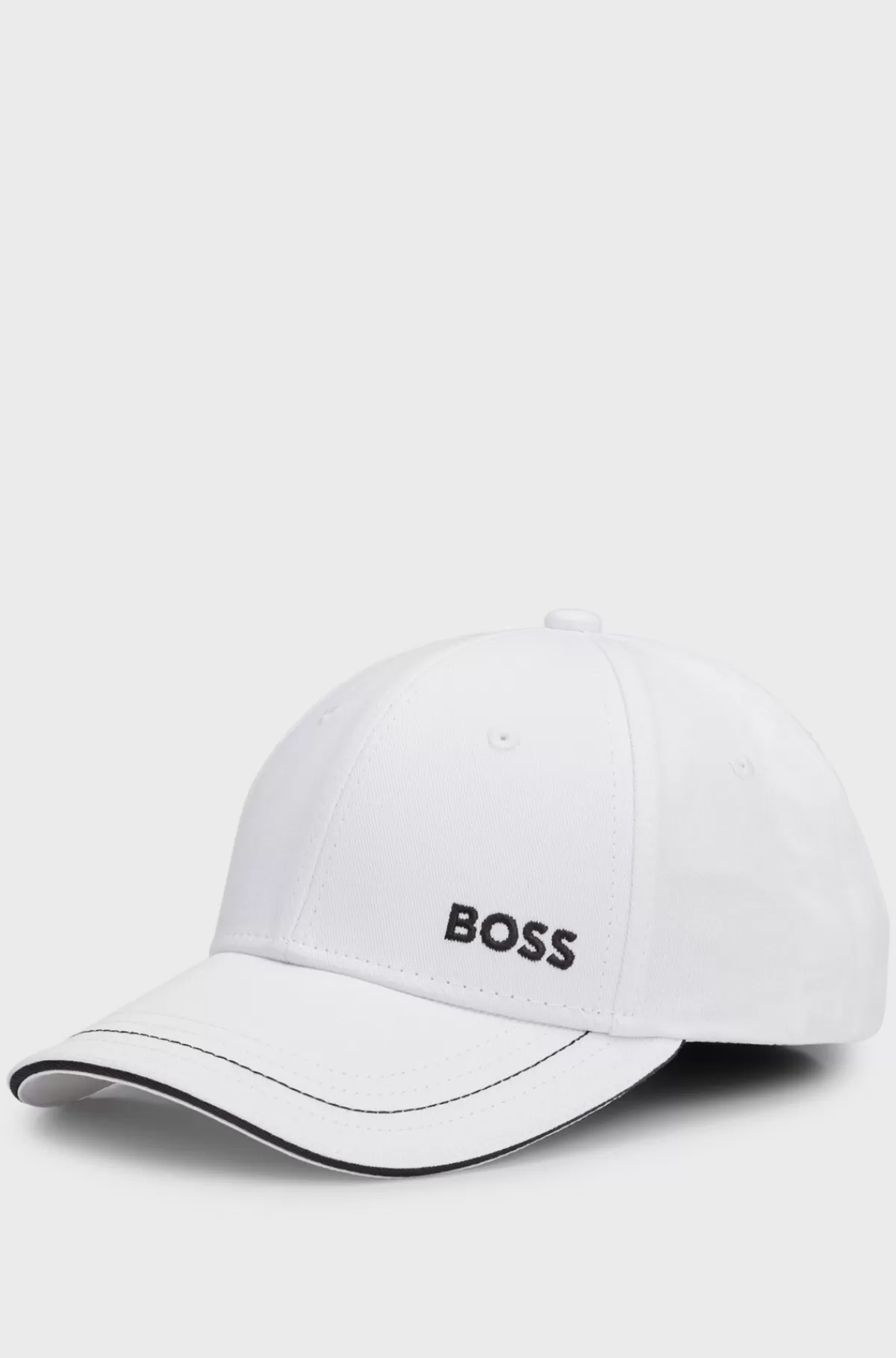 HUGO BOSS Kasket I Bomuldstwill Med Broderet Logo Og Metalspænde Hvid Clearance