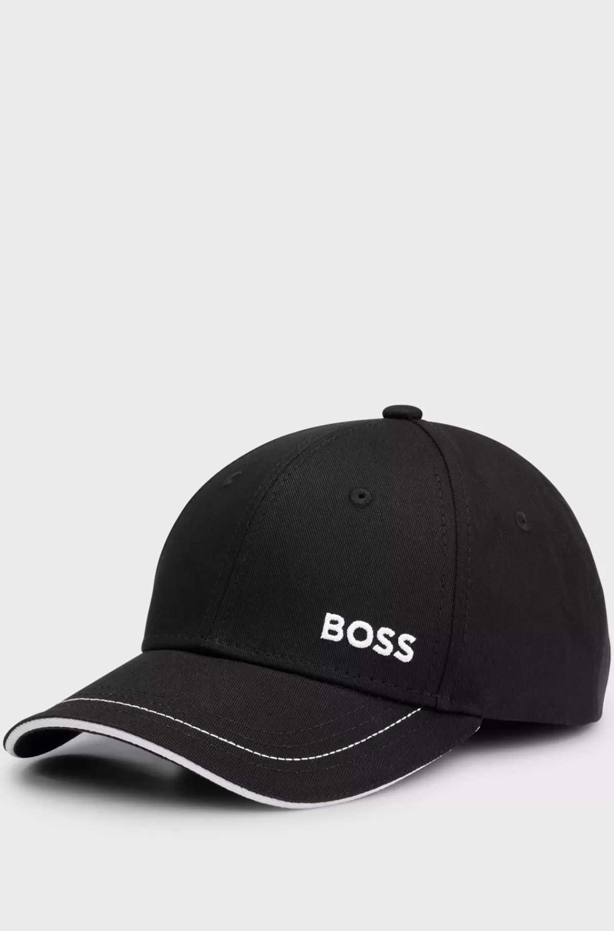 HUGO BOSS Kasket I Bomuldstwill Med Broderet Logo Og Metalspænde Sort Shop