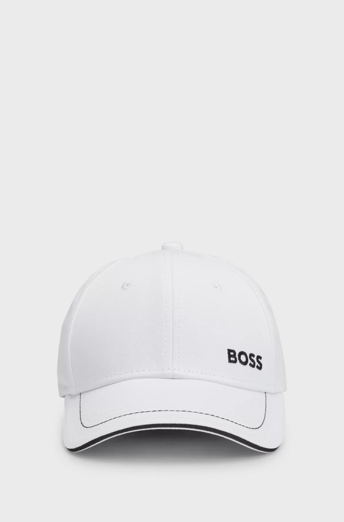 HUGO BOSS Kasket I Bomuldstwill Med Broderet Logo Og Metalspænde Hvid Clearance